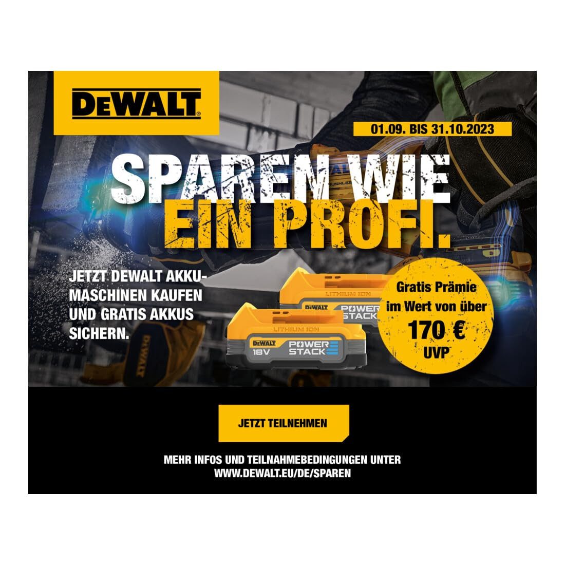 DeWalt DEWALT 54 / 18 Volt Li-Ion Akku mit 270 Wh bzw. mit bis zu 15 Ah DCB54 Akkupacks
