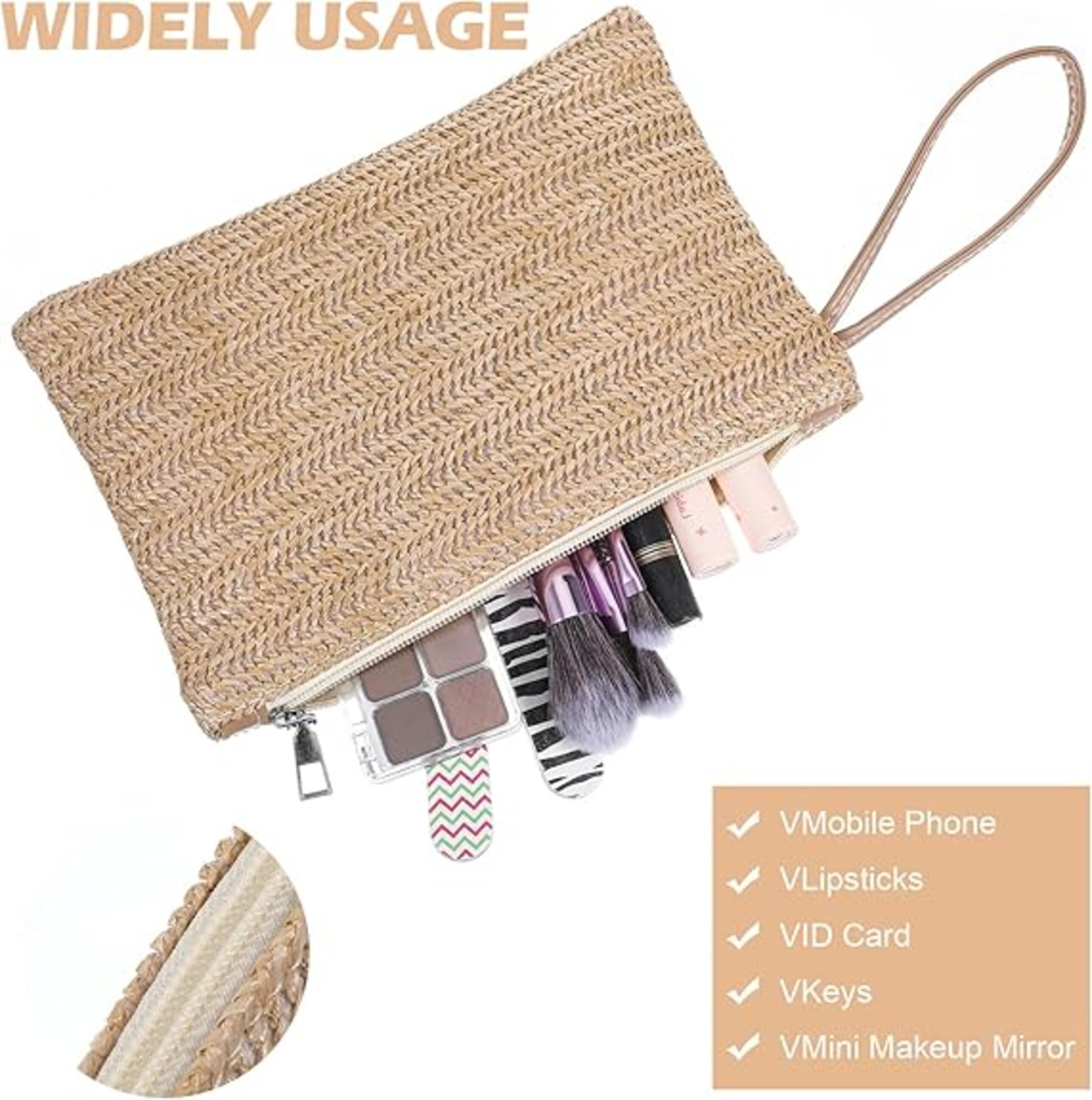 Stelby Strandtasche Boho Strohtasche mit Reißverschluss – Sommer Damenhandt günstig online kaufen