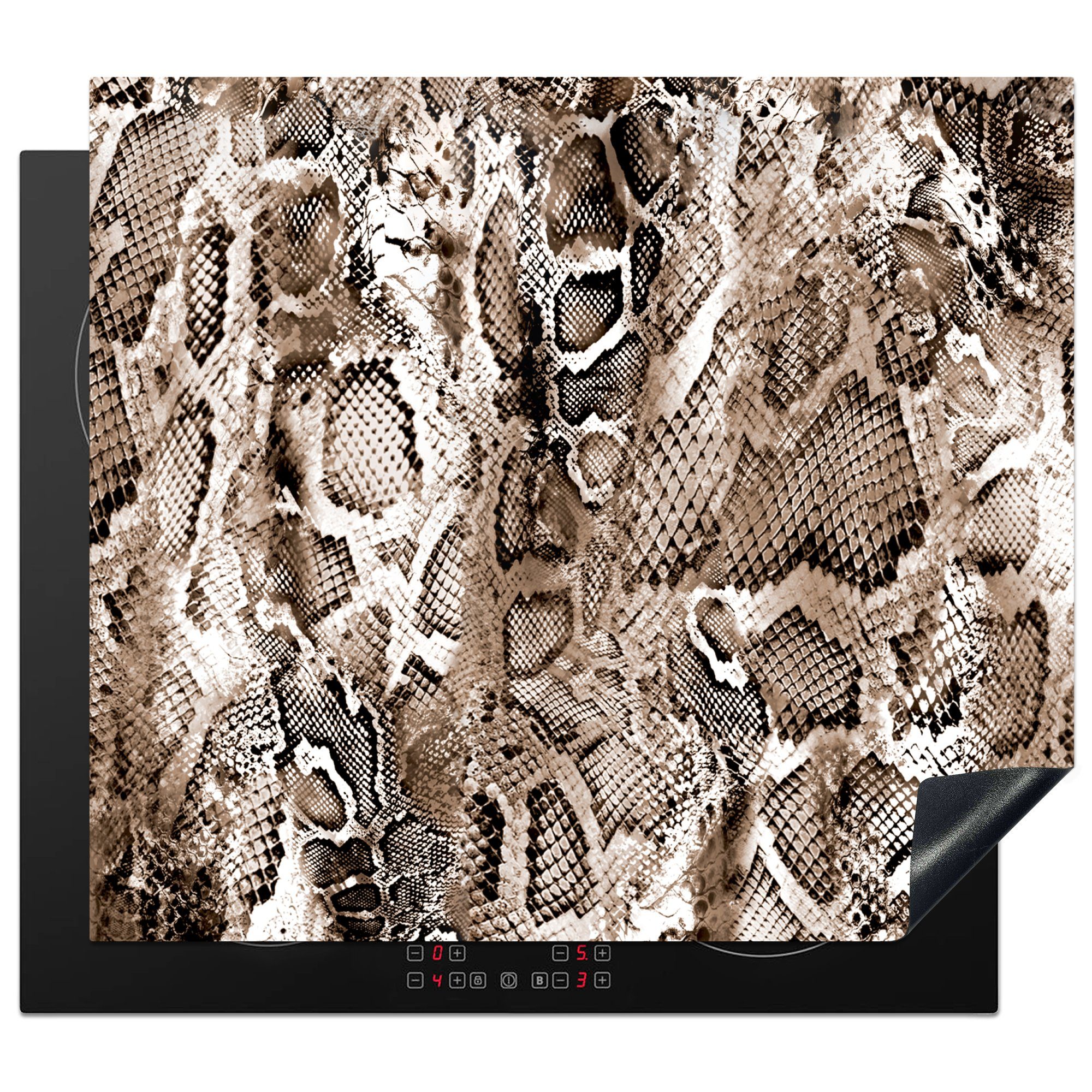 MuchoWow Herdblende-/Abdeckplatte Tiermuster - Schuppen - Formen, Vinyl, (1 tlg), 59x52 cm, Ceranfeldabdeckung für die küche, Induktionsmatte
