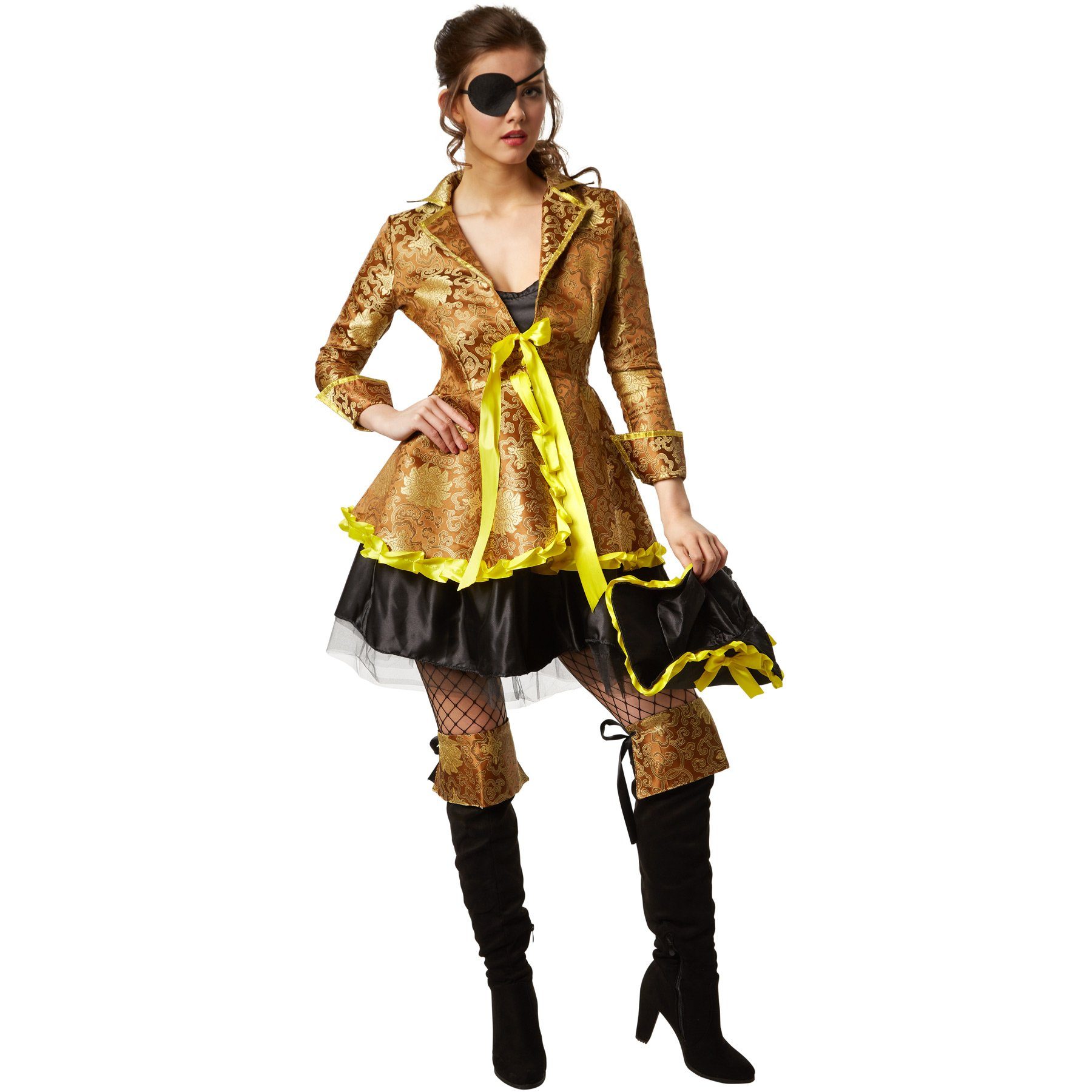 dressforfun Piraten-Kostüm Frauenkostüm edle Korsarin, Rüschenverzierte Jacke mit Ärmelaufschlägen