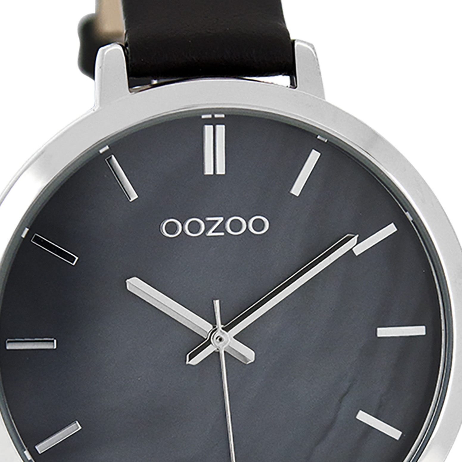 OOZOO Quarzuhr Oozoo Damen Uhr Casual schimmernd Leder, (Analoguhr), Damenuhr rund, mittel (ca. 38mm) Lederarmband, Casual-Style