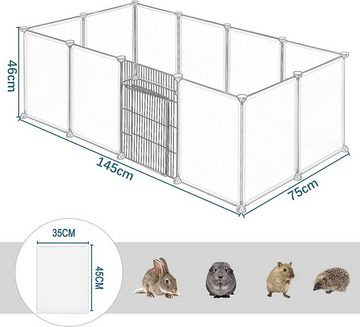 EUGAD Kleintierkäfig, Freigehege inkl. Tür Verformbar Erhöhbar, 145x46x75cm