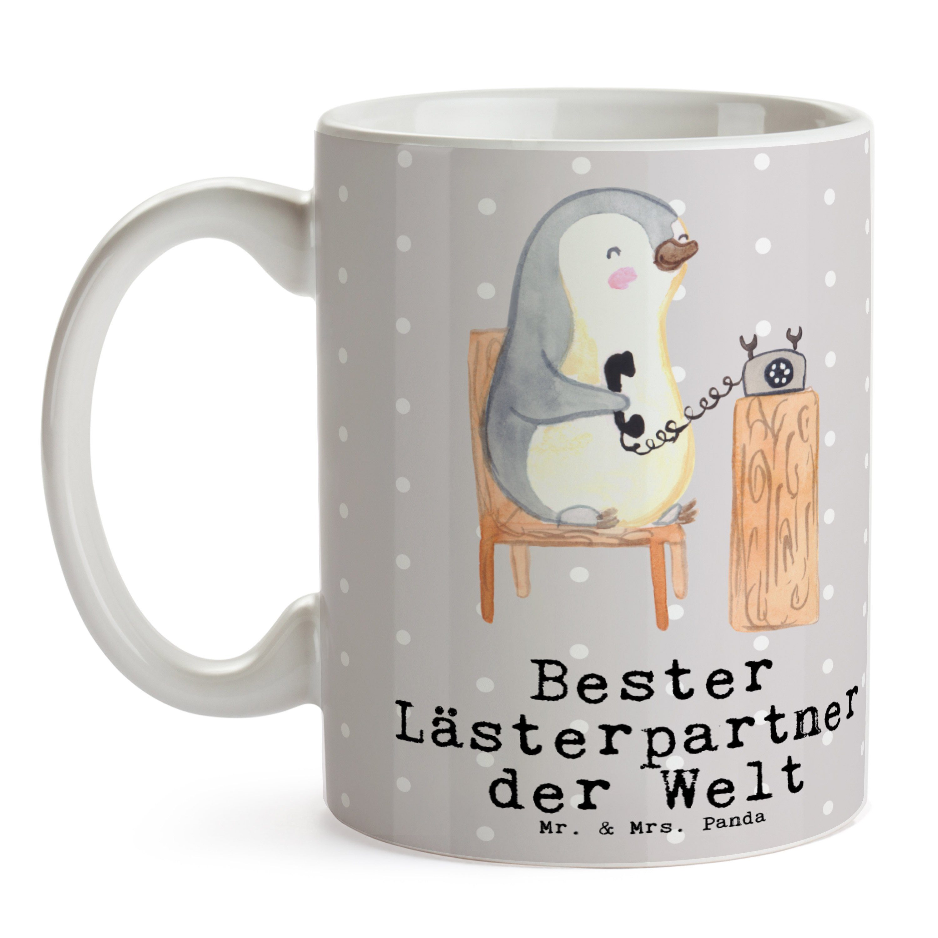 Mrs. Geschenk, Pinguin Tasse Kaff, Pastell der - Keramik Bester Panda Welt - Lästerpartner Grau & Mr.