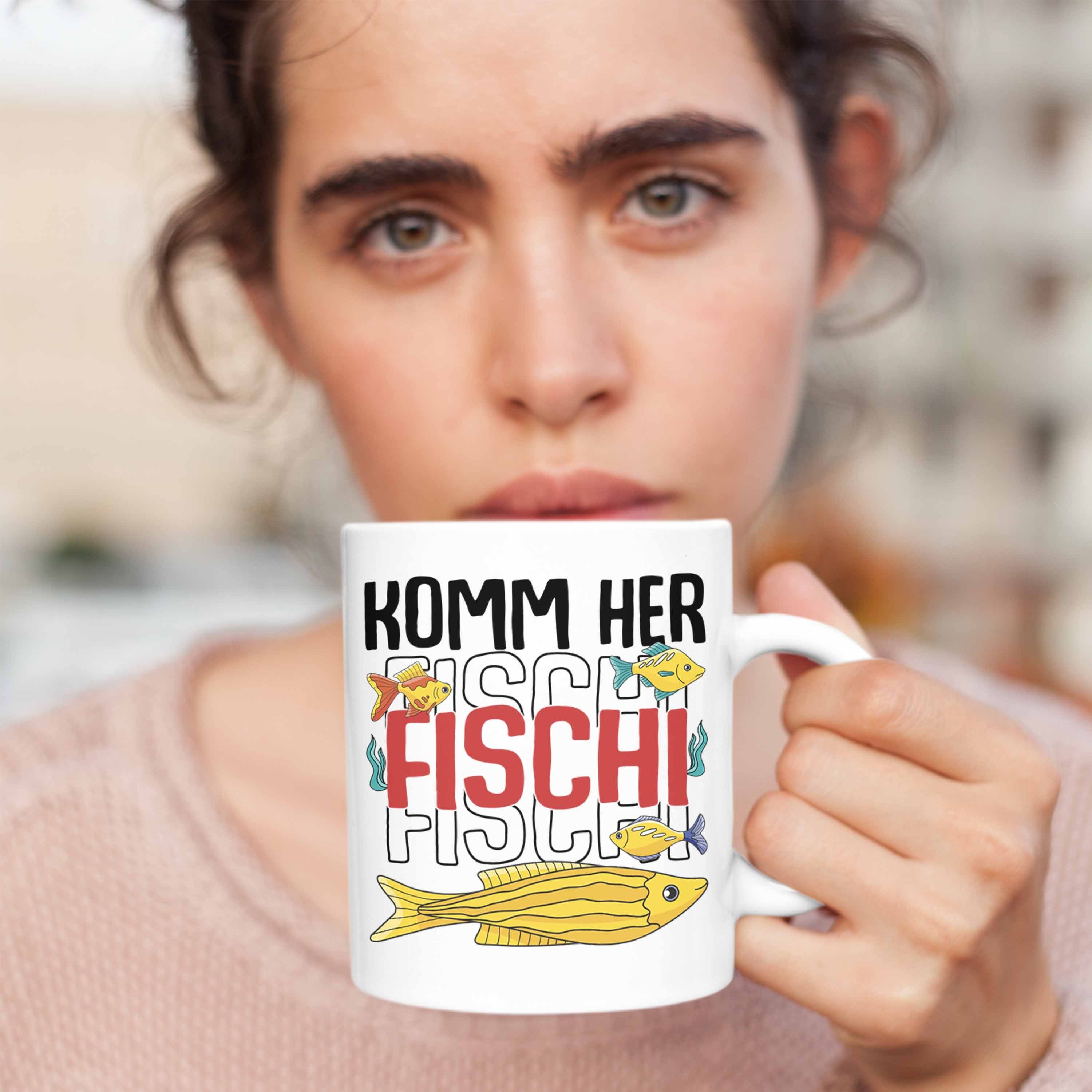 Fischi - Kaffeetasse Weiss Geboren Geschenk Herr Fischer Zubehör zum Angeln Tasse Angeln Angler Komm Tasse Trendation Trendation Hobbyangler