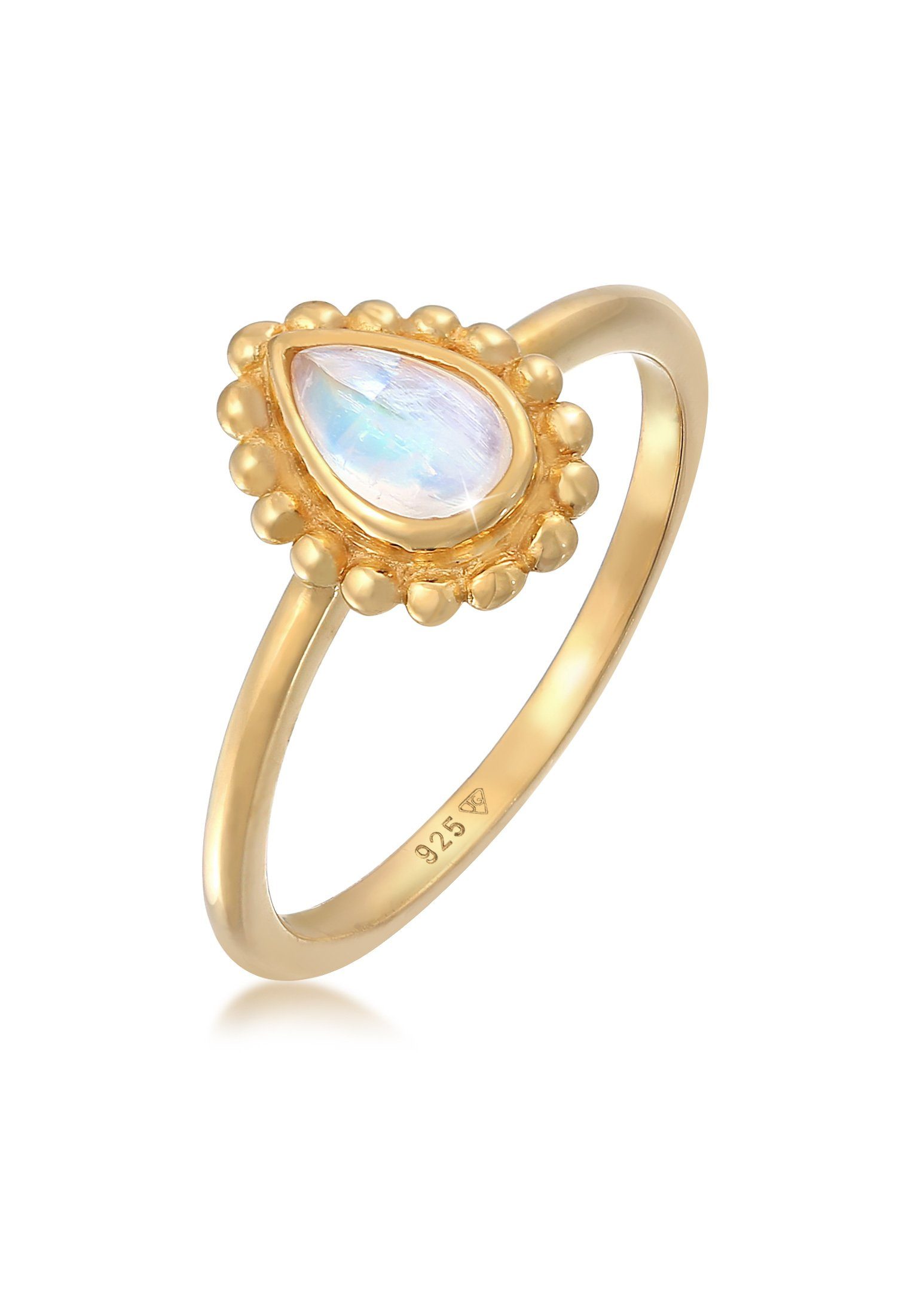 Fingerring Mondstein Tropfen Dots Kugel 925 Silber