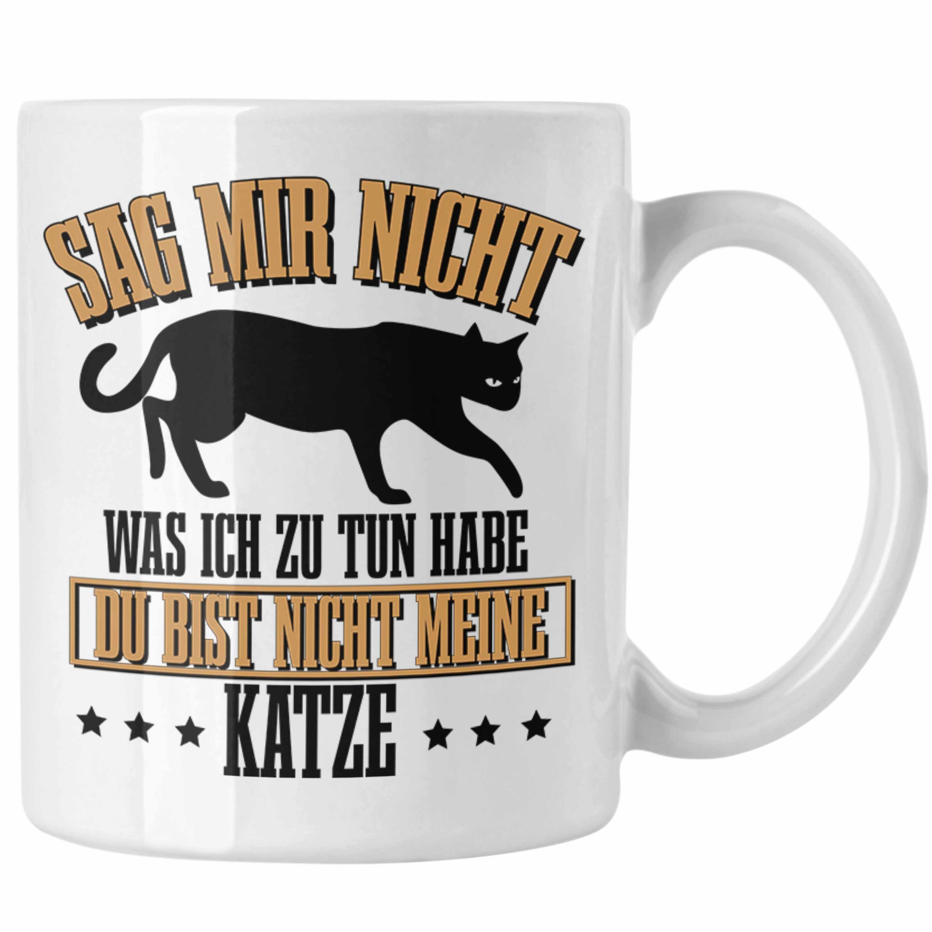 Trendation Tasse Lustige Tasse für Katzenbesitzer Geschenk für Katzen-Mamas Weiss