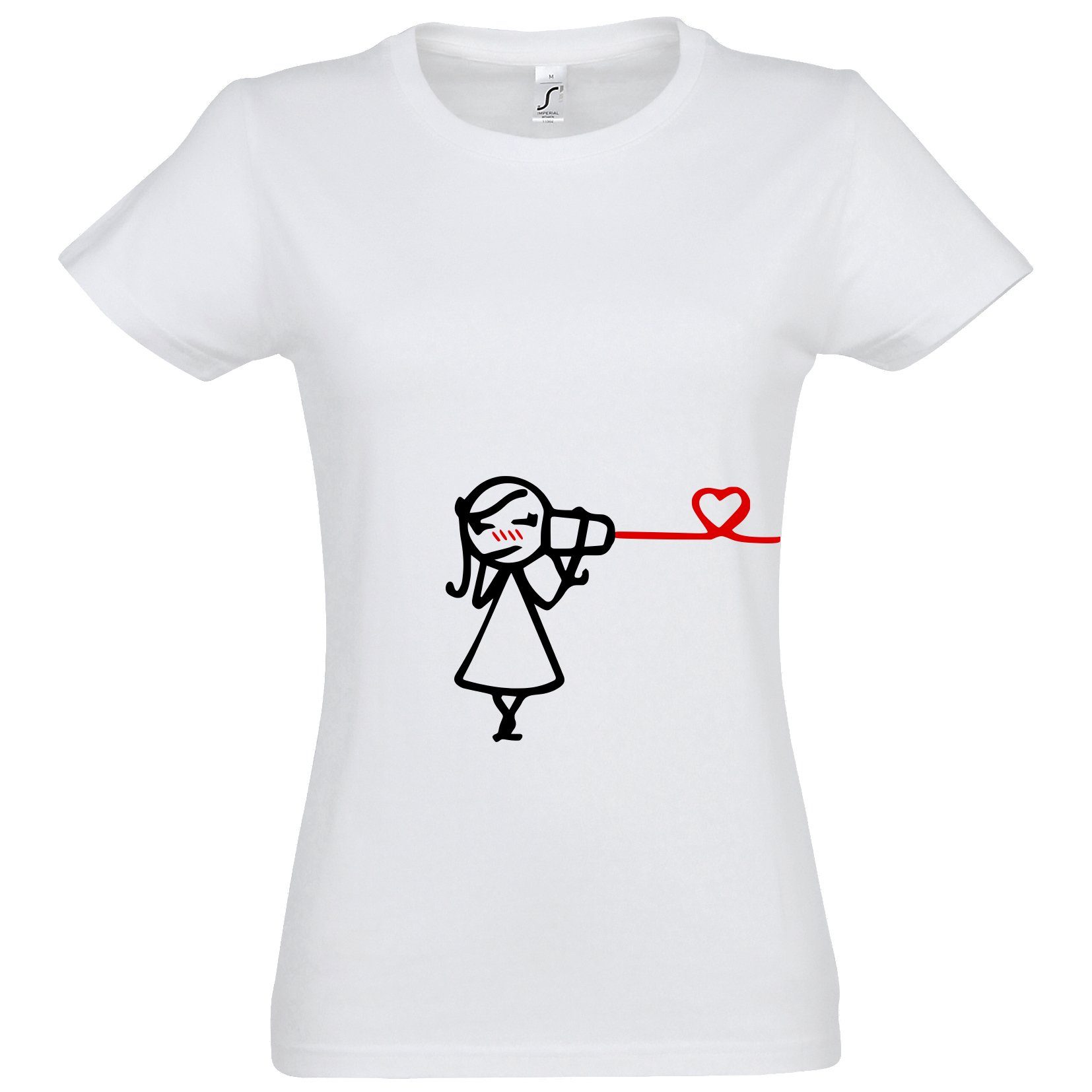 T-Shirt süßem mit T-Shirt Hearing Youth Fun Frontprint The Designz Love Pärchen
