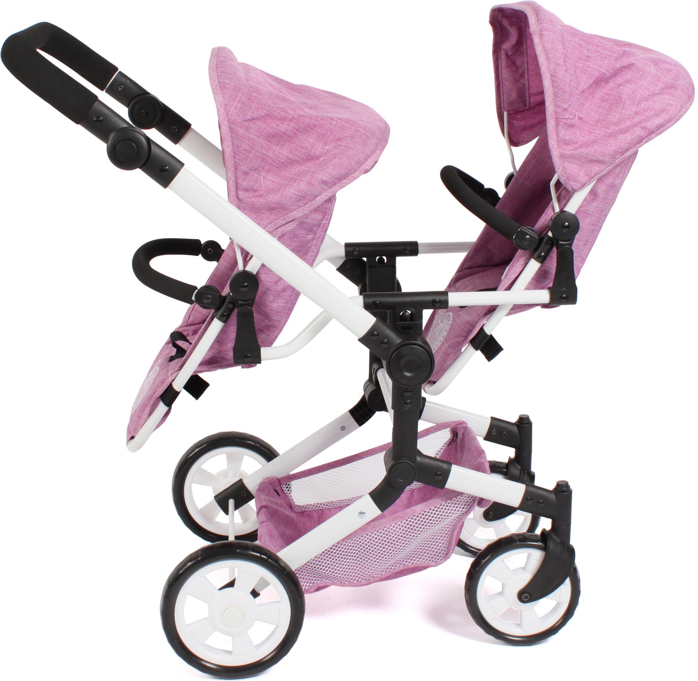 CHIC2000 Puppen-Zwillingsbuggy Linus Duo, Jeans Pink, mit zwei abnehmbaren, günstig online kaufen