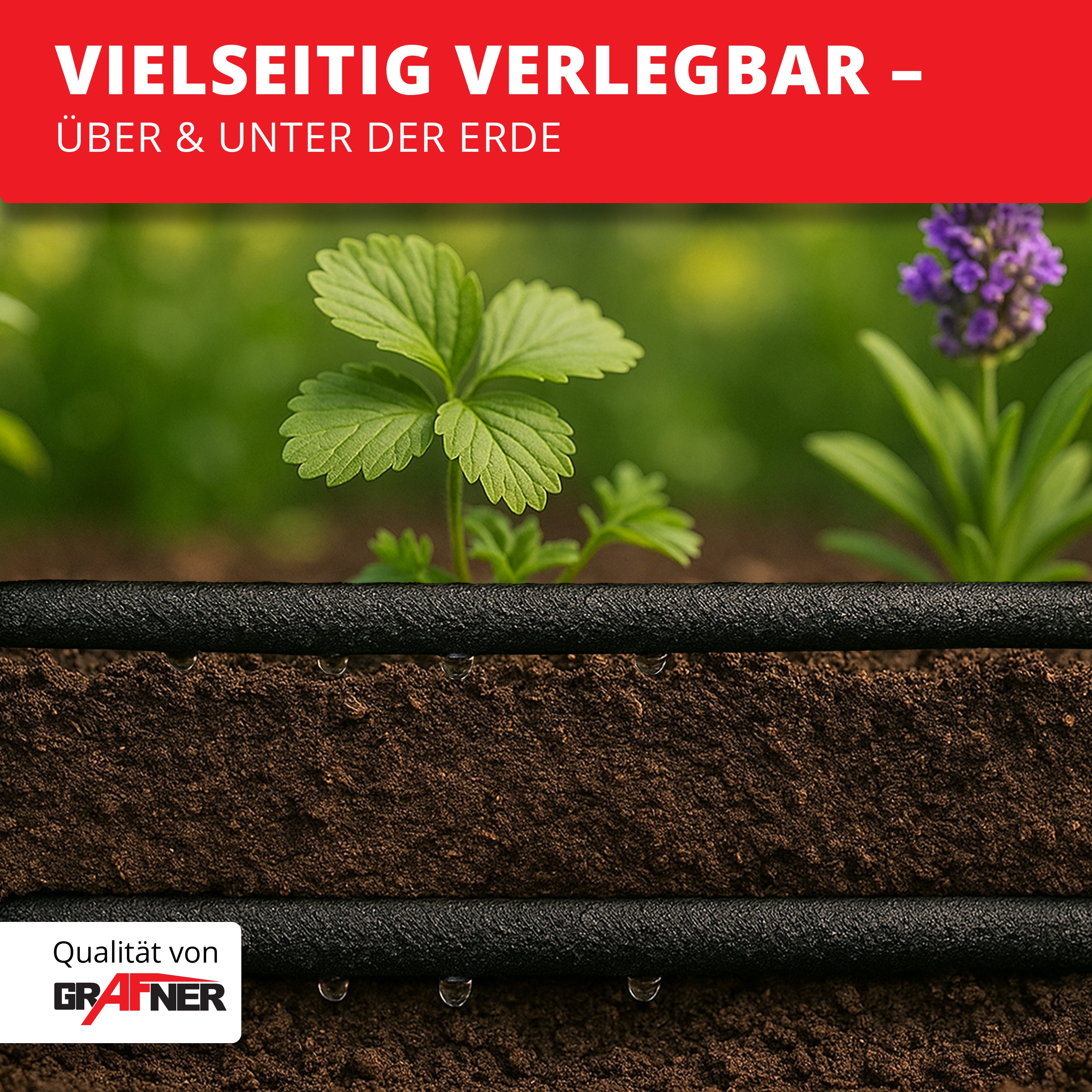 Grafner Bewässerungsschlauch 15m Bewässerungsschlauch mit Perlfunktion schwarz Perlschlauch – Bild 4 von 5