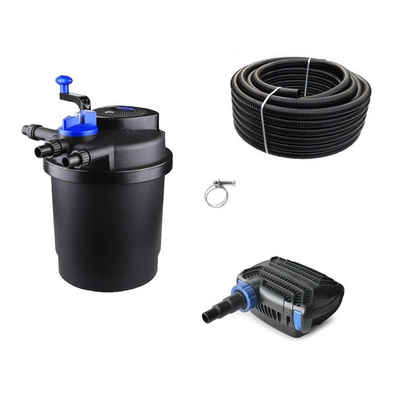 Aquaone Teichfilter AquaOne Teich Filteranlage Set Nr.17 CPF 2500 Druckfilter 10W Eco Teichpumpe Teichgröße bis 6000l Teichschlauch Bachlauf UV Lampe