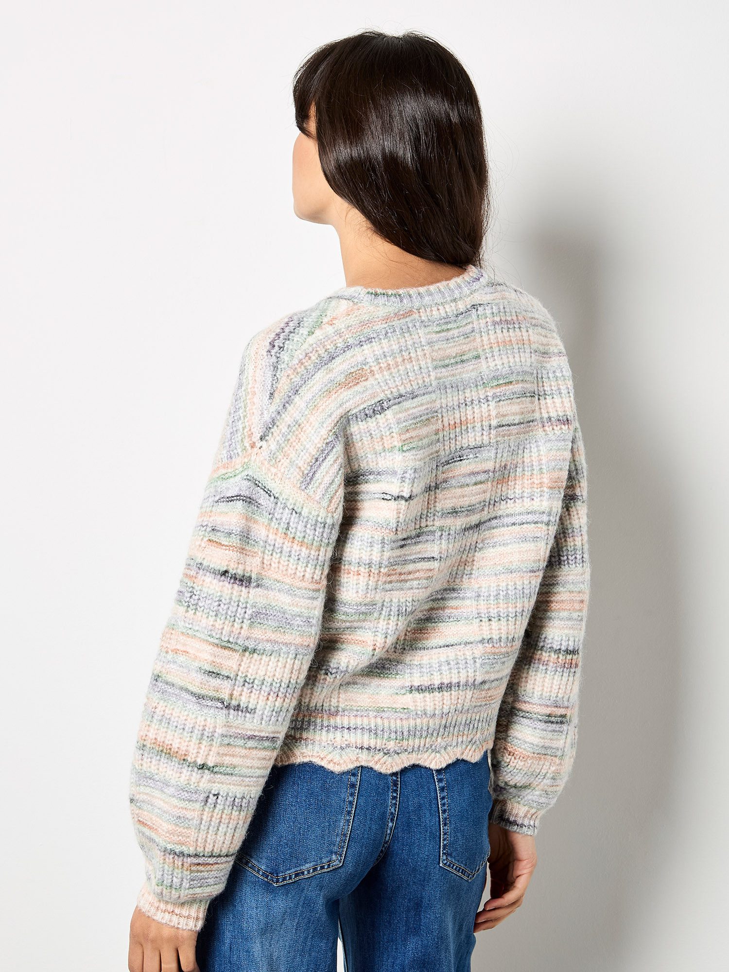 Apricot Strickpullover Rundhalspullover mit gewelltem Saum