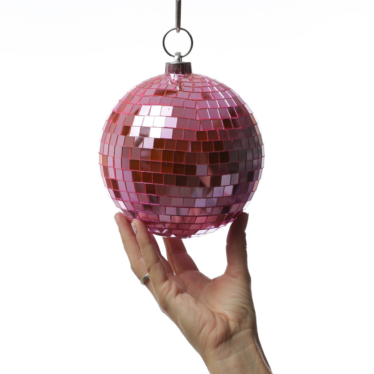 SATISFIRE Discolicht Spiegelkugel 15cm rosa Discokugel Mirrorball Party Disko Deko