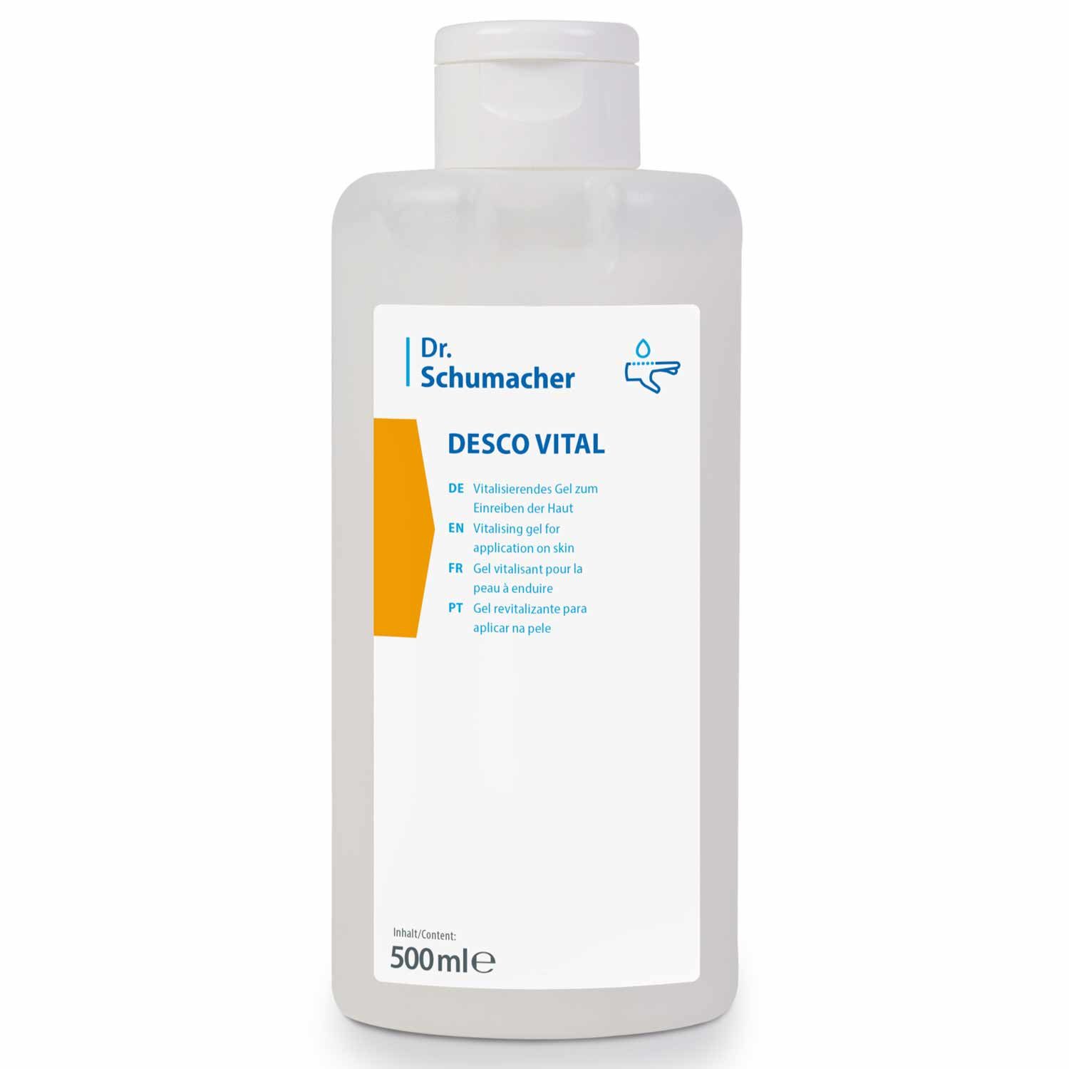 Dr. Schumacher Hautpflegegel Dr. Schumacher Desco Vital Gel 500 ml, Massage- und Pflegegel, 1-tlg., mit ätherischen Ölen, kühlend, entspannend