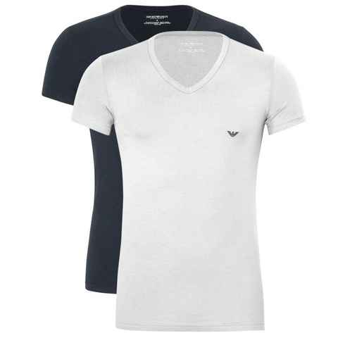 Emporio Armani Unterziehshirt CC717 Stretch Cotton (Packung, 2-St., 2er-Pack) Herren T-Shirt Kurzarm V-Neck Unterhemd figurbetont im 2er-Pack