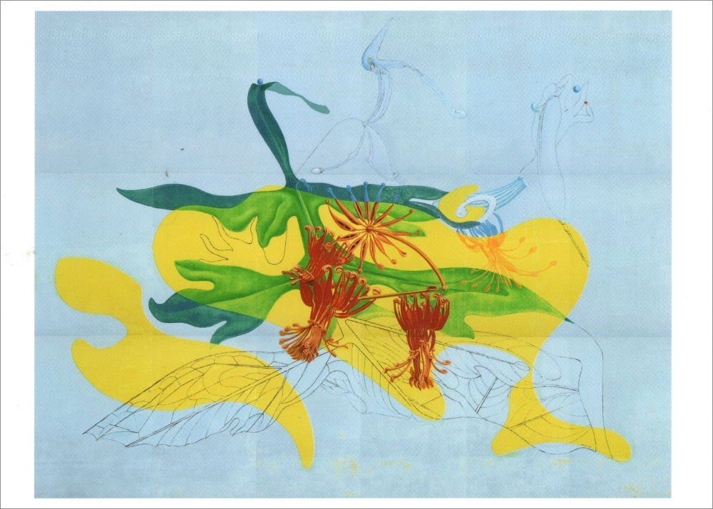 Postkarte Kunstkarte Max Ernst "Blütenblätter und Garten der Nymphe Akelei"