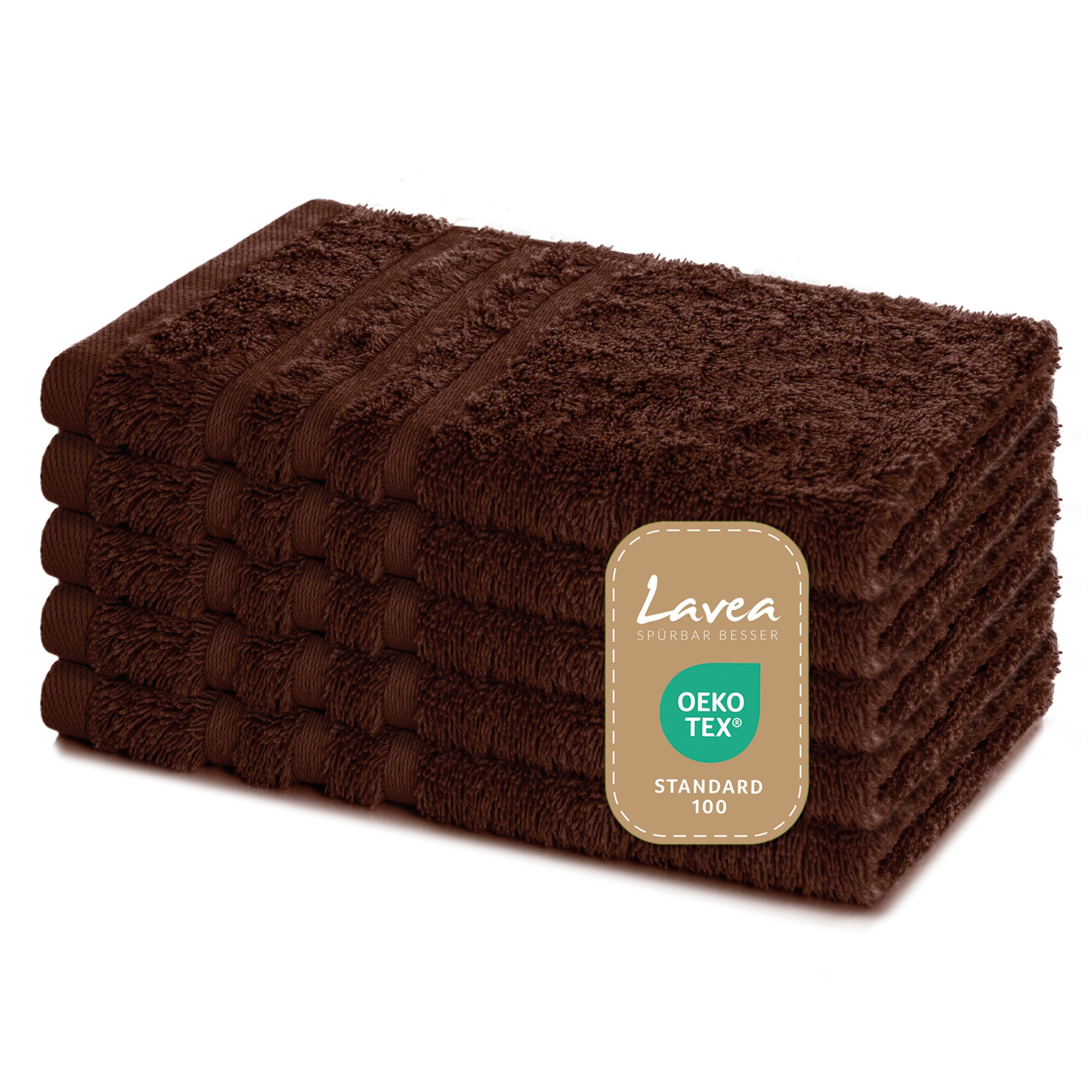 Lavea Gästehandtuch 5er Set Gästehandtücher, Elena Frottee, 30x50 cm Gästetuch, 100% Baumwolle (5er Set), 500 g/m² Frottier, weich & saugstark, pflegeleicht