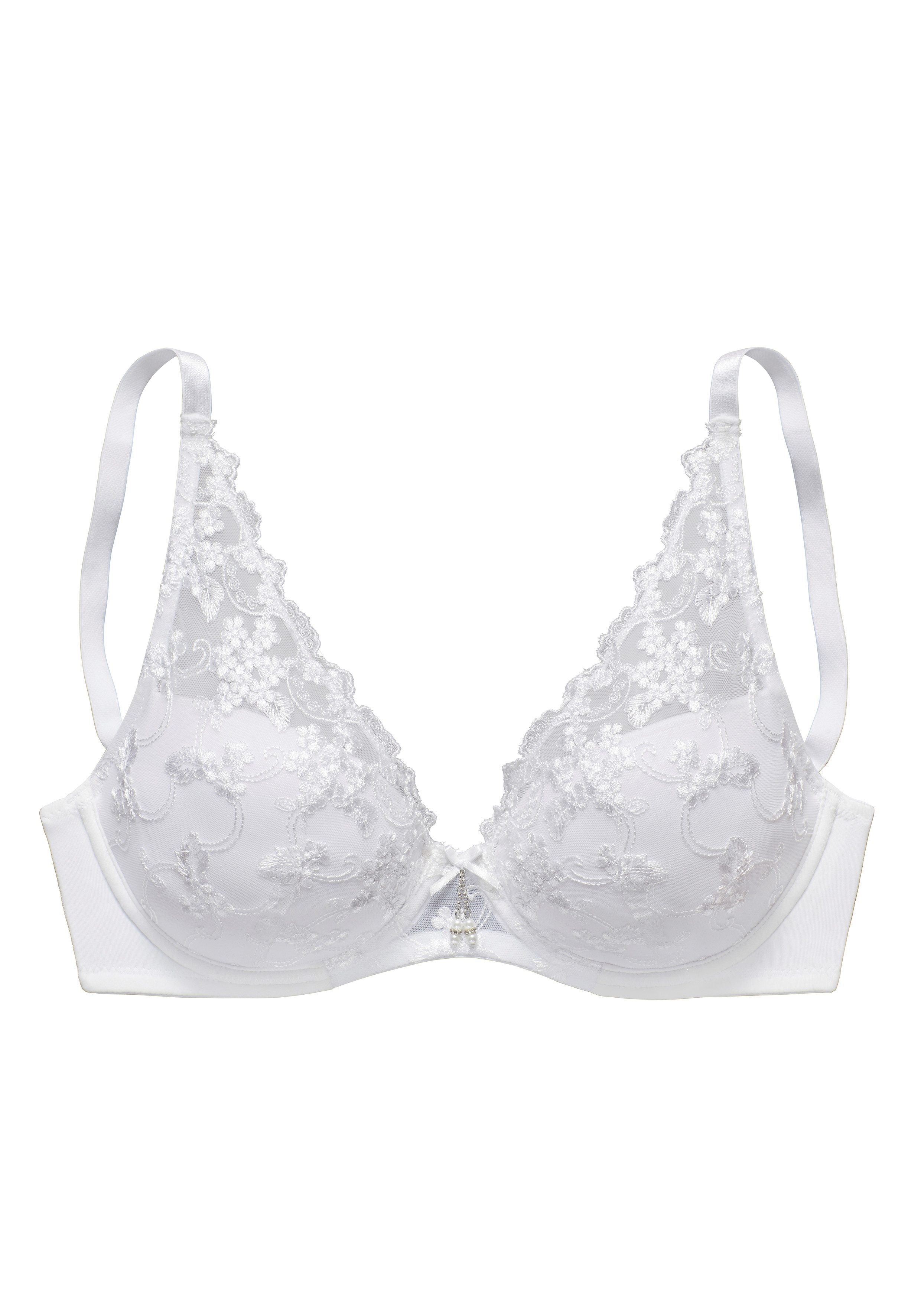 LASCANA Schalen-BH mit Bügel in High-Apex-Schnittform aus Stickereispitze, sexy Dessous. € 36,99