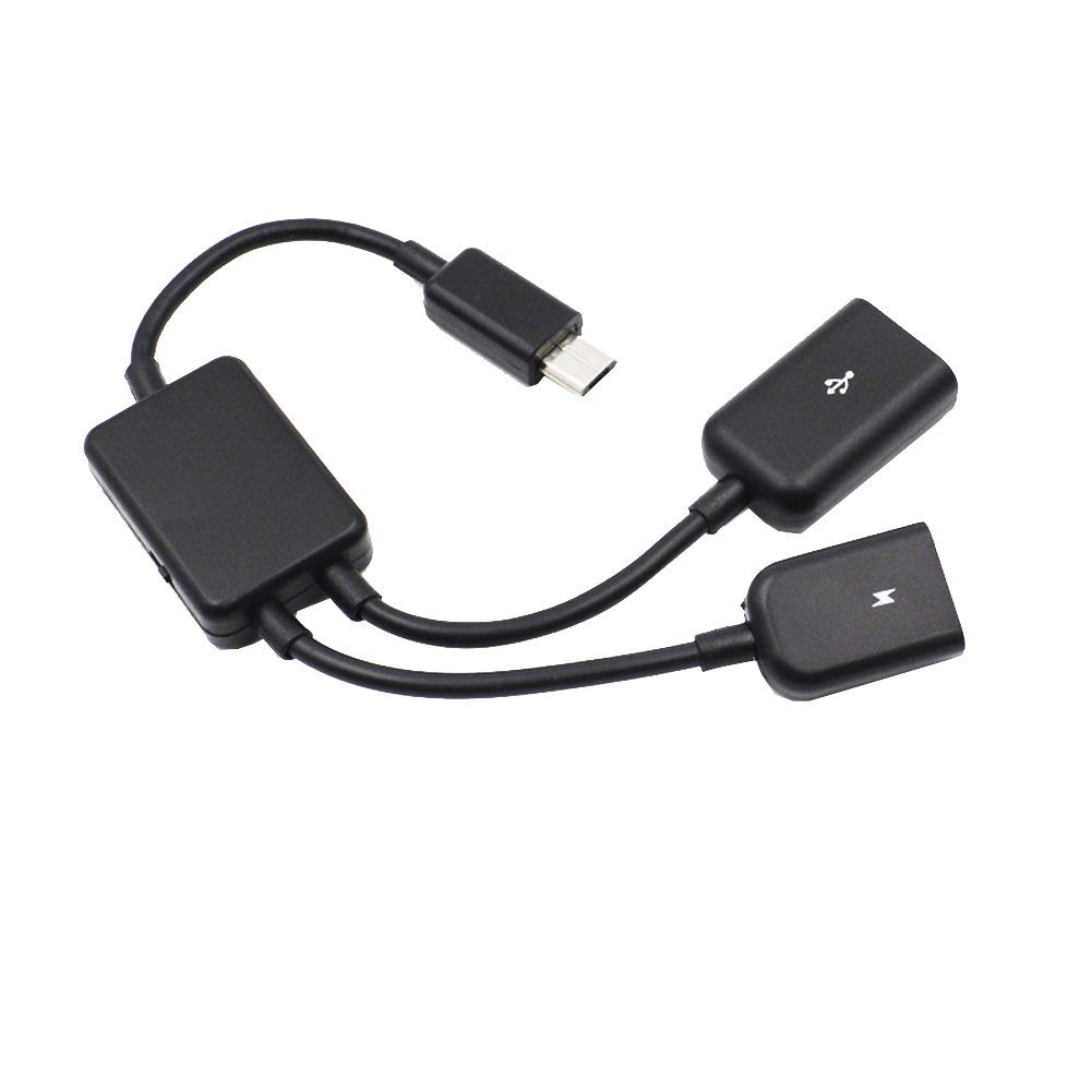 Bolwins F64 micro USB zu 2x USB 2.0 A OTG Kabeladapter für Maus Tastatur 19cm Smartphone-Kabel, Micro-USB Stecker, 2x USB 2.0 A (19 cm), Plug & Play, OTG-Adapter