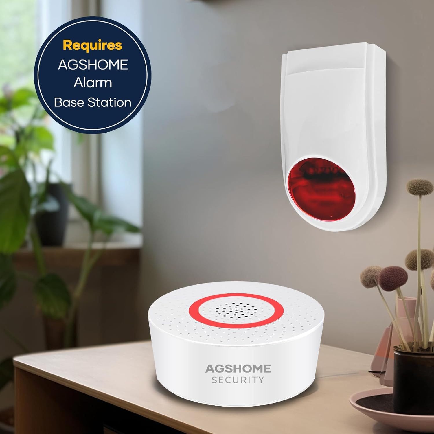 FELIXLEO Bewegungsmelder Alarmsirene Außen 130 dB Rotes LED Blinklicht Sirene