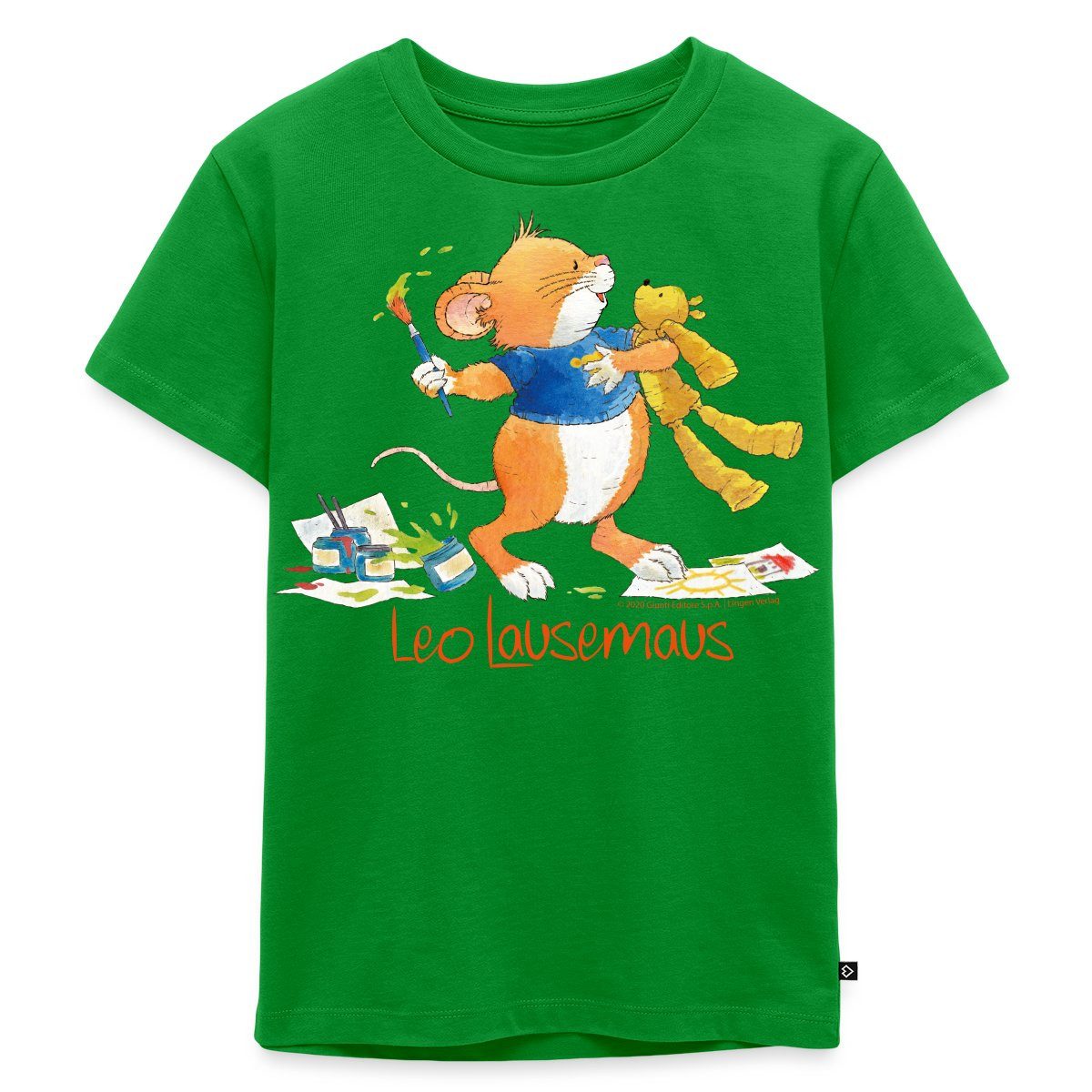 Spreadshirt T-Shirt Leo Lausemaus Malen mit Teddy Kinder Premium T-Shirt (1-tlg)