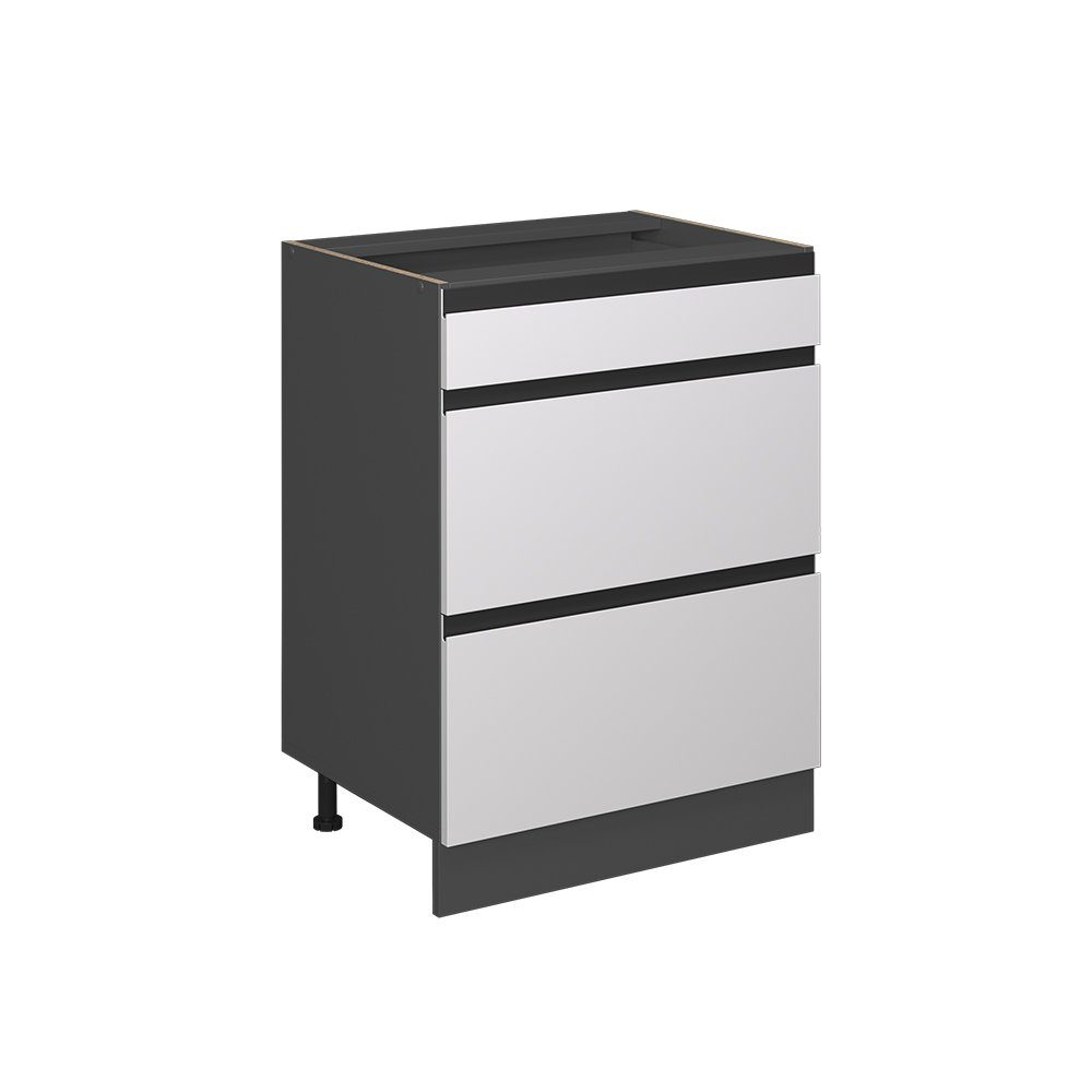 Vicco Unterschrank R-Line Weiß/Anthrazit 60cm J-Shape, mit Schubladen ohne Arbeitsplatte (1-St)