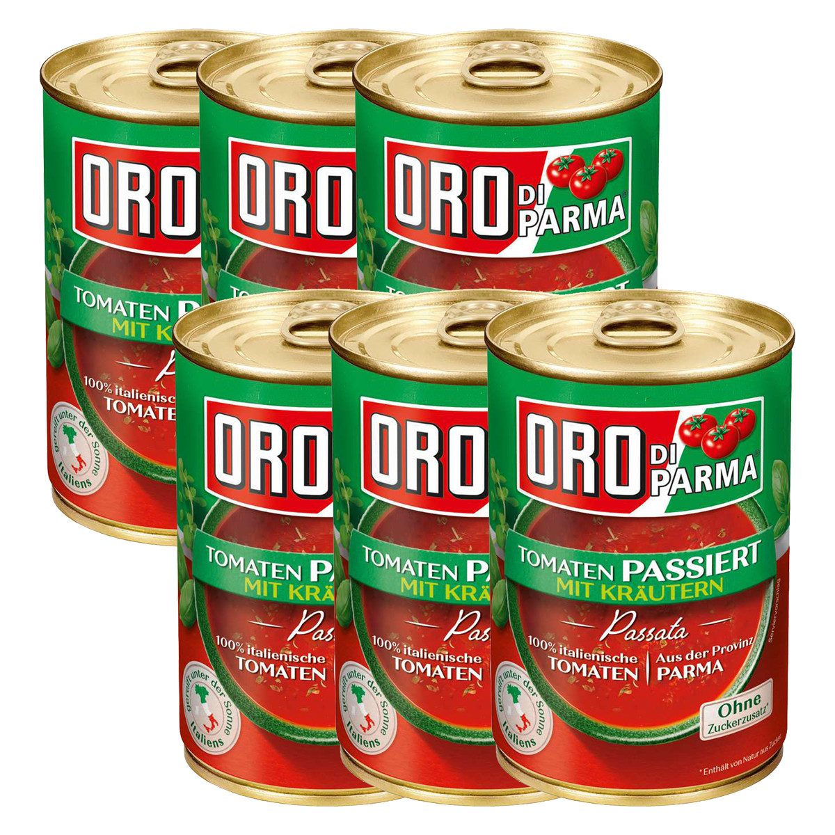 ORO DI PARMA Gemüsekonserve, Oro di Parma Tomaten Sonnengereifte passiert Kräutern 425ml 6er Pack
