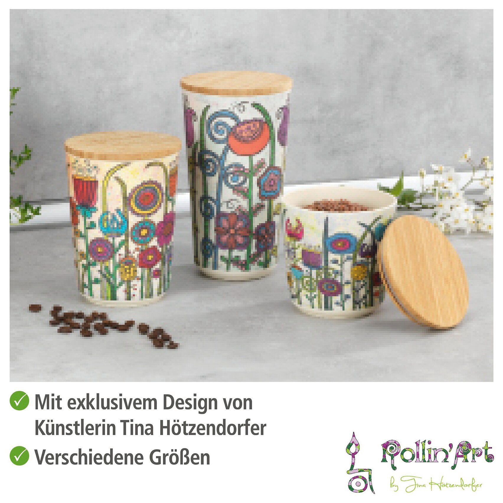 WENKO Aufbewahrungsdose Modell Garden (Set, 3 St), aus Kunststoff mit Bambusdeckel, FSC®-zertifiziert – Bild 2 von 5