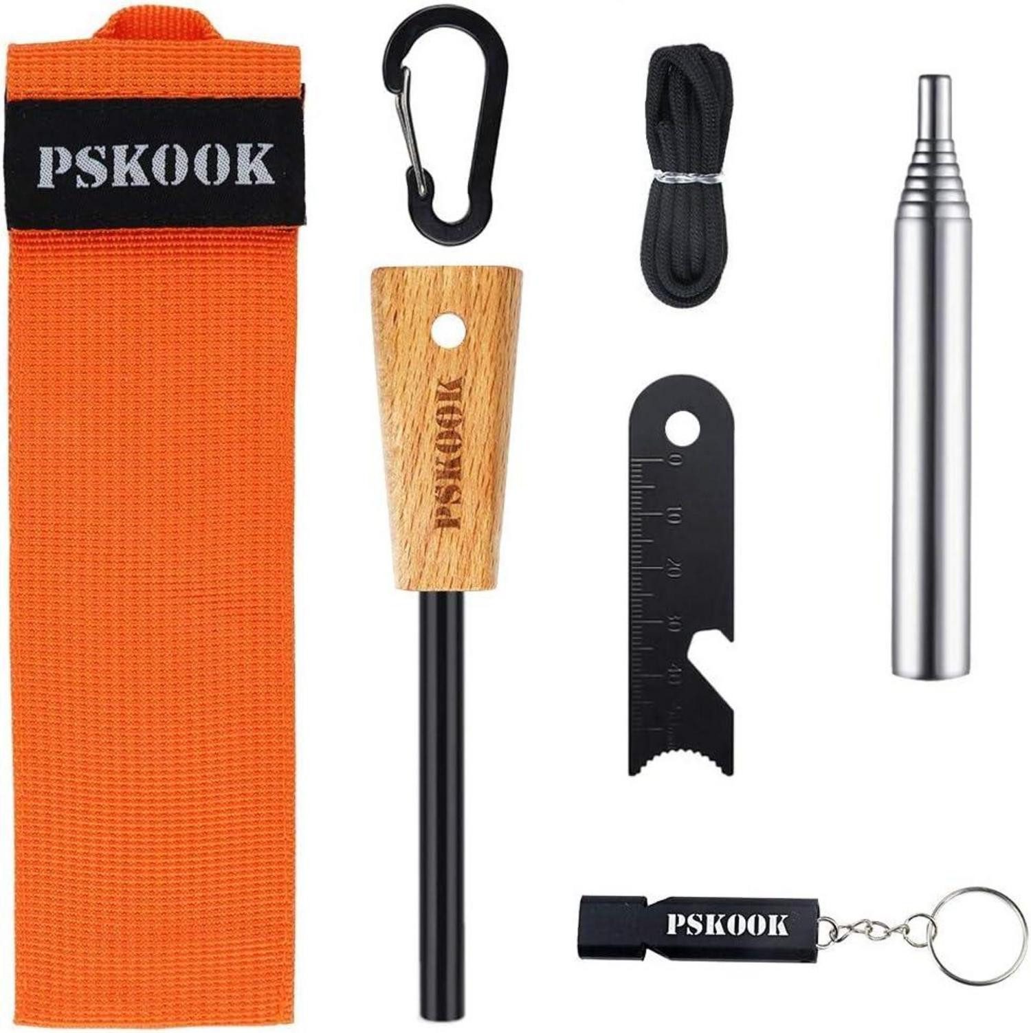 Stabanzünder PSKOOK Survival Fire Starter Kit Magnesium Ferrocium Rod Bushcraft Kit