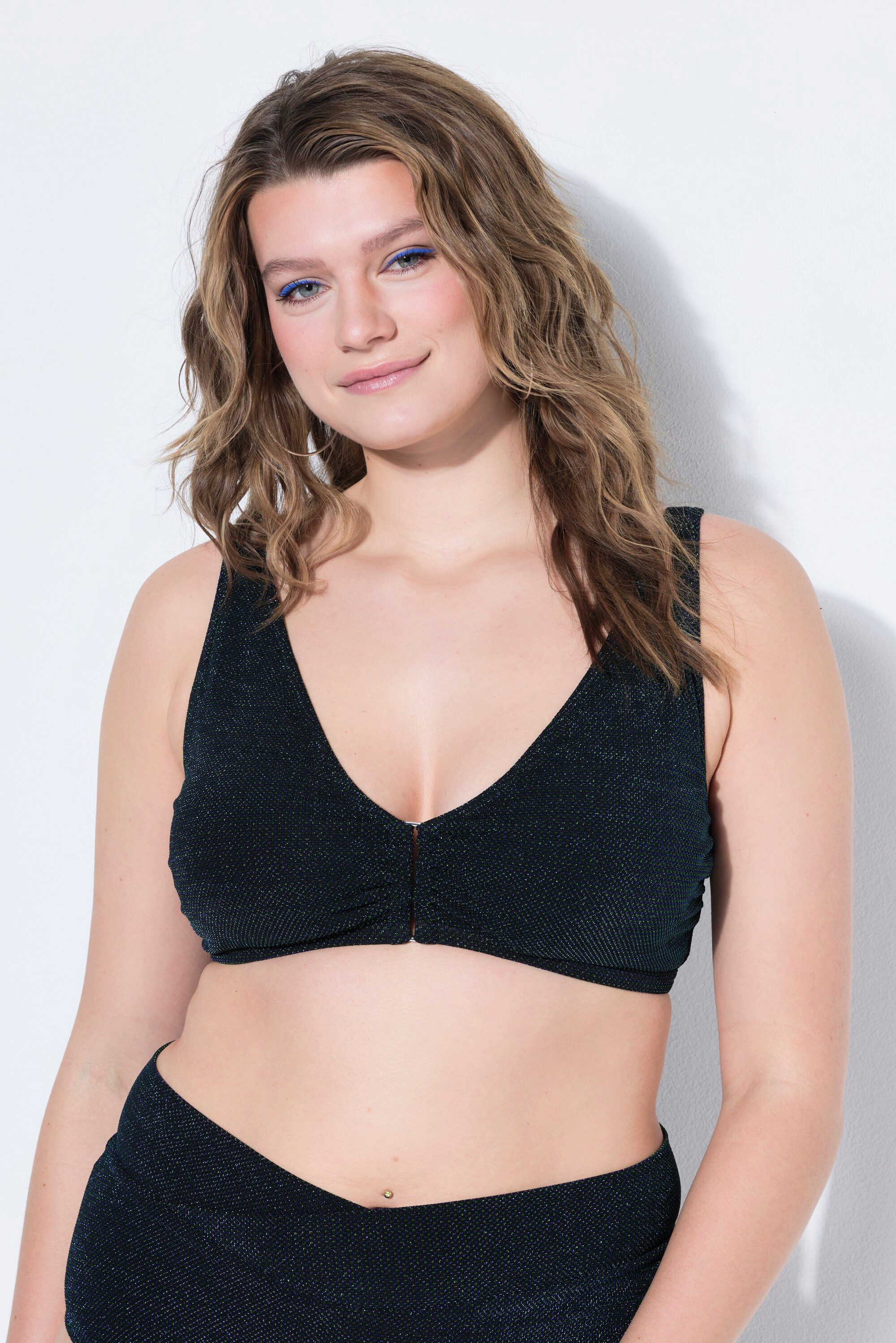 Studio Untold Soft-BH Bikini-Top Glitzereffekt Softcups Zierring