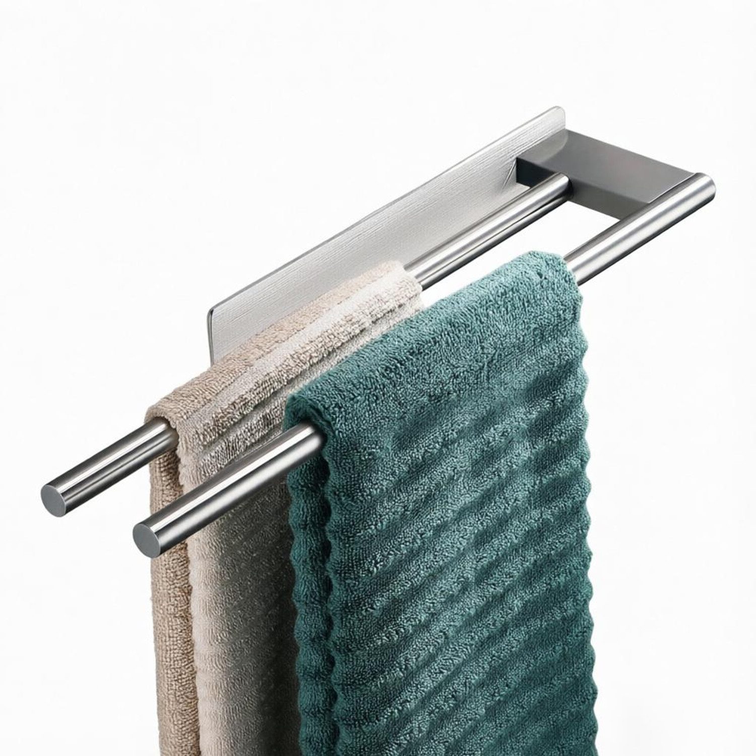 Refined Living Handtuchhalter Handtuchhalter Wand Ohne Bohren Zweiarmig 304 Edelstahl Silber 39CM, Zweiarmig Selbstklebend Doppelter Badetuchhalter für Badezimmer küche