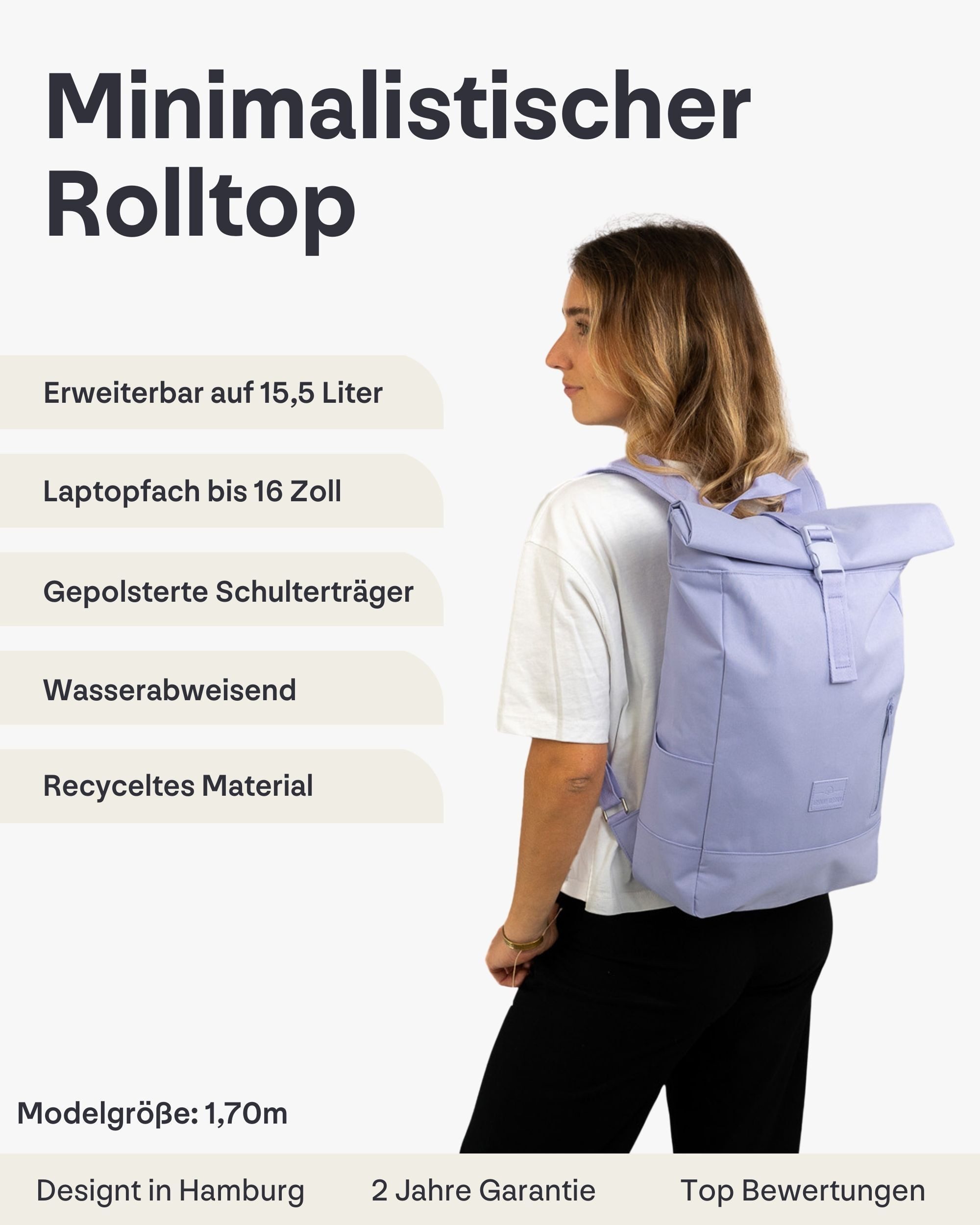 Johnny Urban Cityrucksack Robin Medium, Rolltop günstig online kaufen
