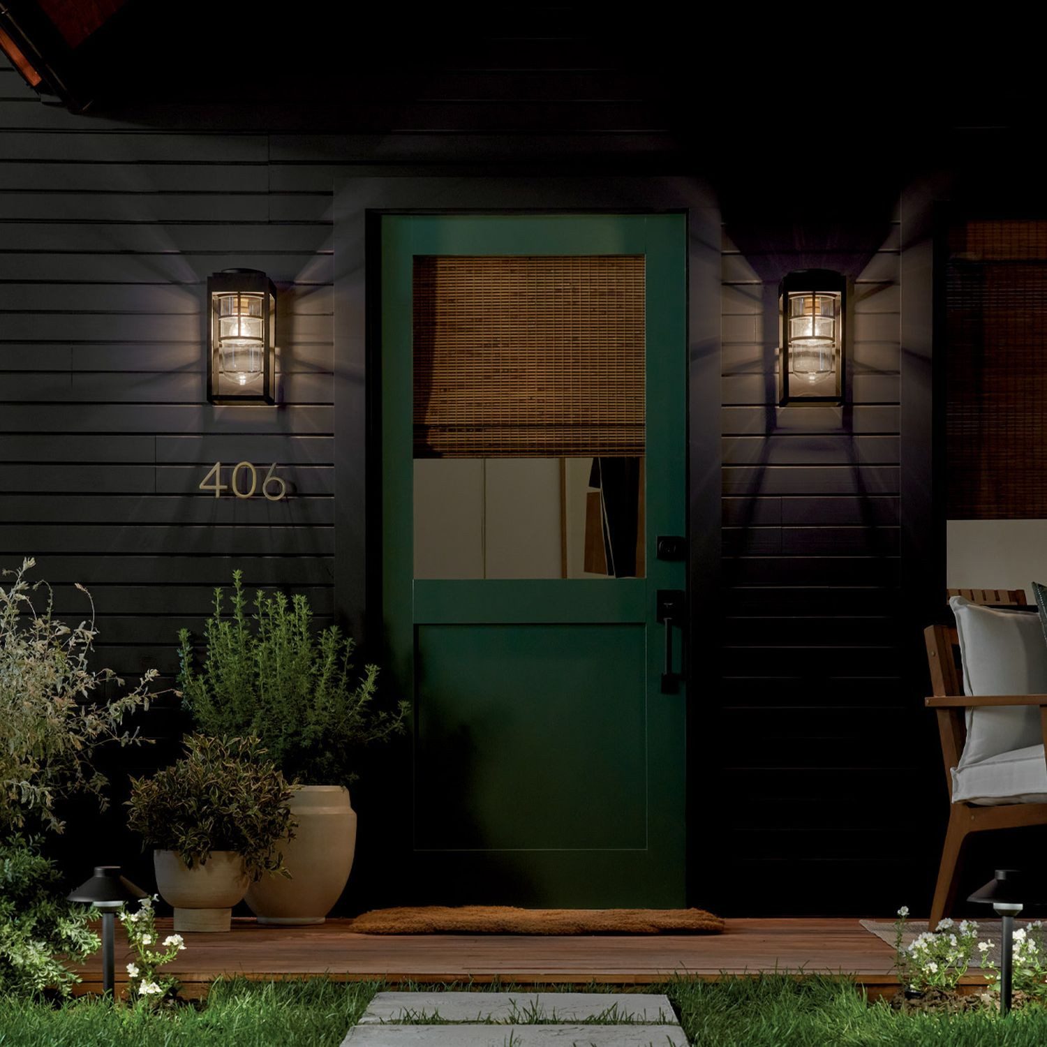 Licht-Erlebnisse Außen-Wandleuchte INES, ohne Leuchtmittel, E27 IP44 33 cm hoch Schwarz eckig Rustikal