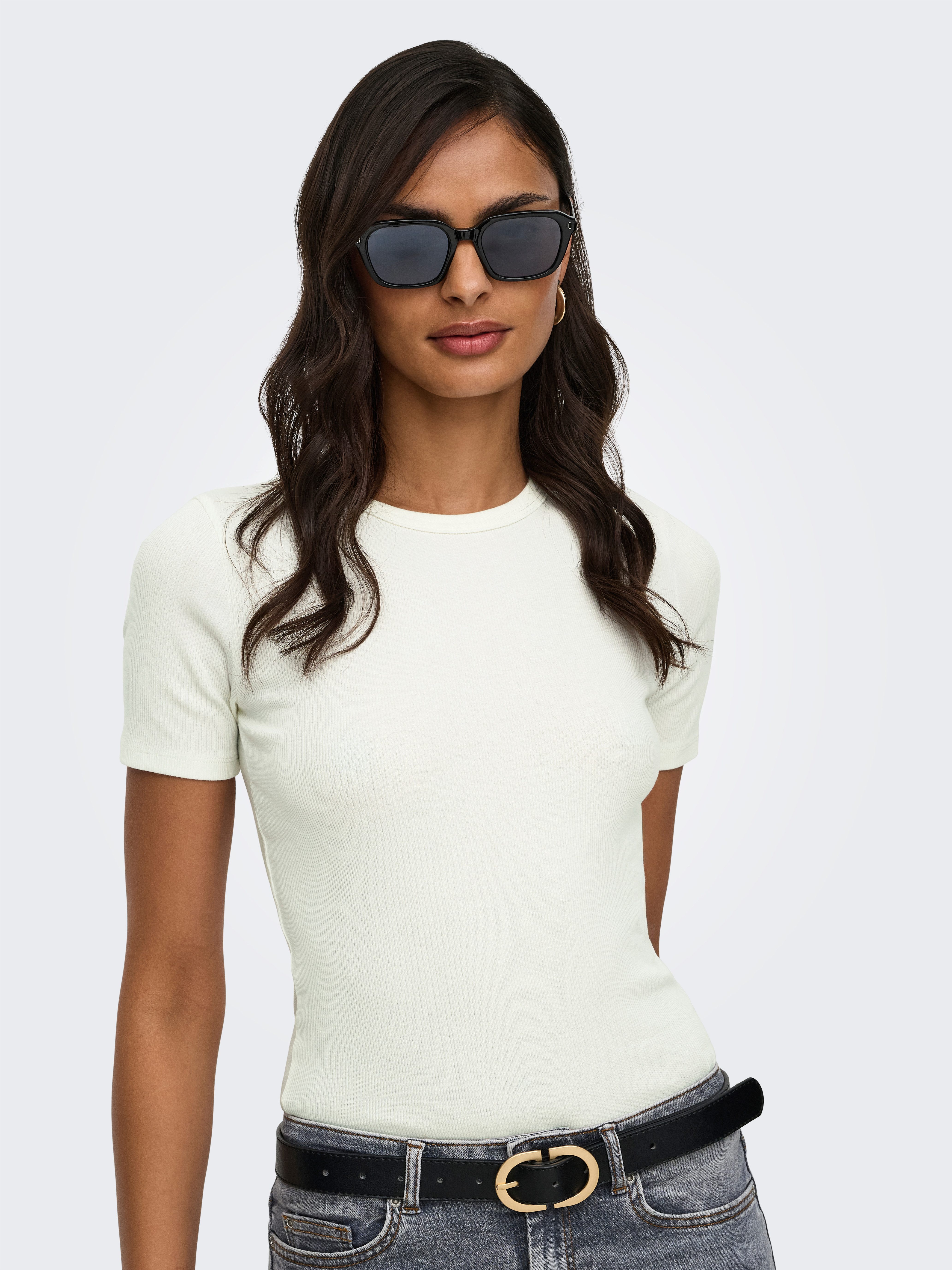 JDY Kurzarmshirt JDYLUCKY S/S O NECK TOP JRS DIA