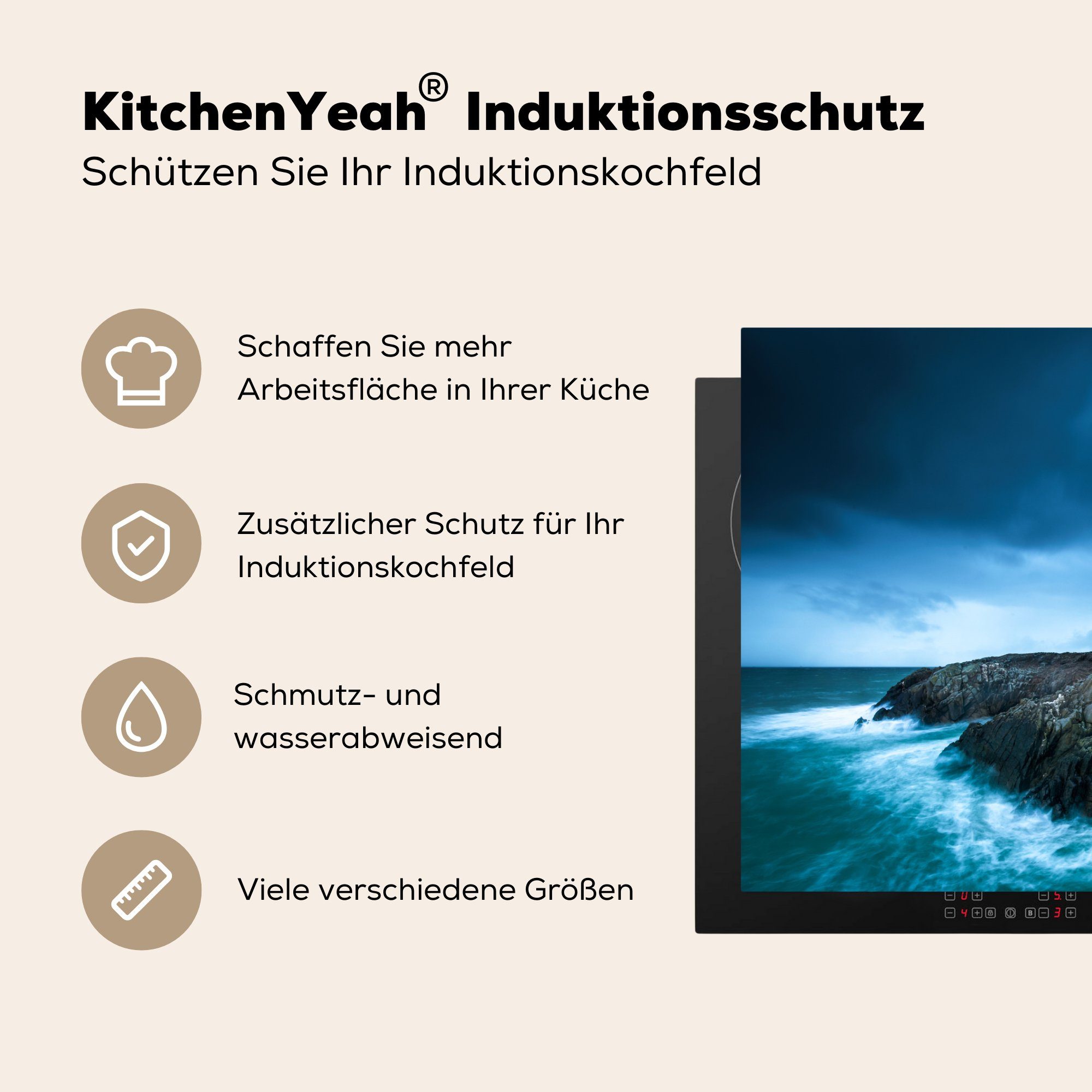 MuchoWow Herdblende-/Abdeckplatte Winterabend Vinyl, für 81x52 Ceranfeldabdeckung in Schutz (1 die tlg), cm, der küche, Induktionskochfeld Bretagne