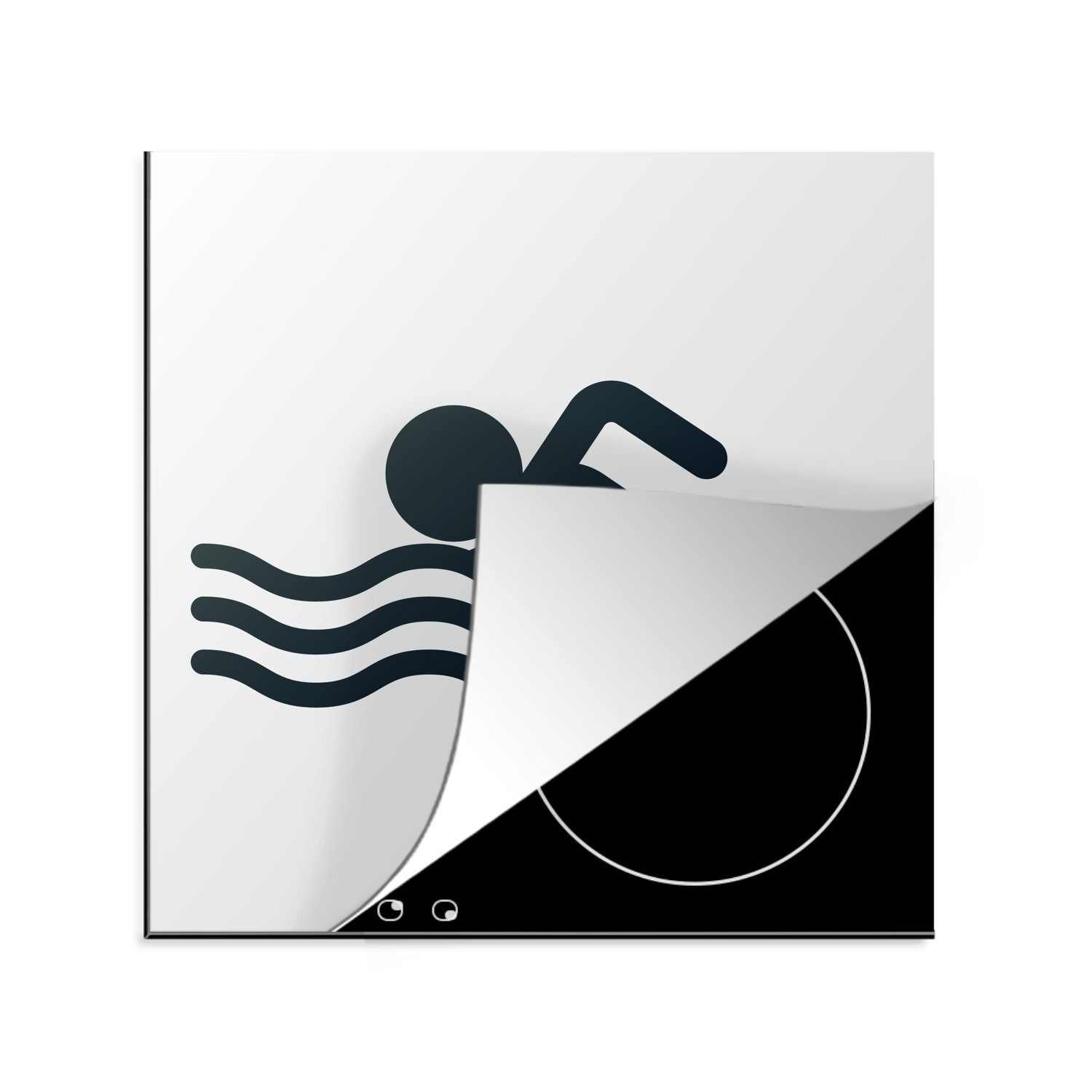 MuchoWow Herdblende-/Abdeckplatte Eine Illustration einer schwimmenden Ikone, Vinyl, (1 tlg), 78x78 cm, Ceranfeldabdeckung, Arbeitsplatte für küche | Herdabdeckplatten