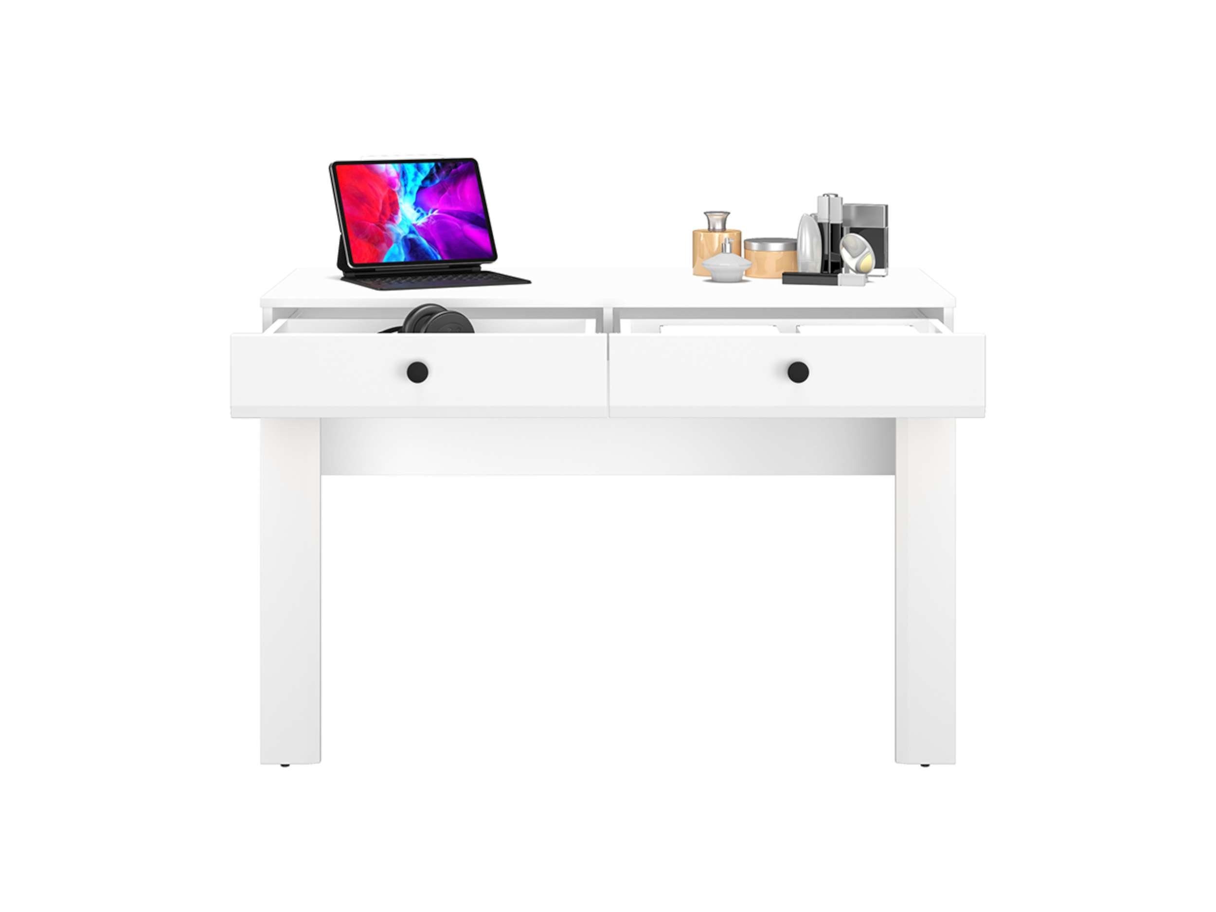 (Computertisch, Modern Vollauszug, Holzwerkstoff, viel Bürotisch), Nele Stauraum, Kindertisch Stylefy Schubladen Design Weiß Matt mit