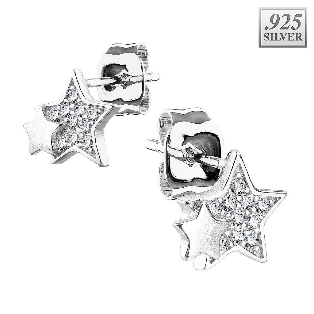 Paar Ohrstecker 1 Paar Stern Ohrstecker Kristall Ohrringe 925 Sterling Silber