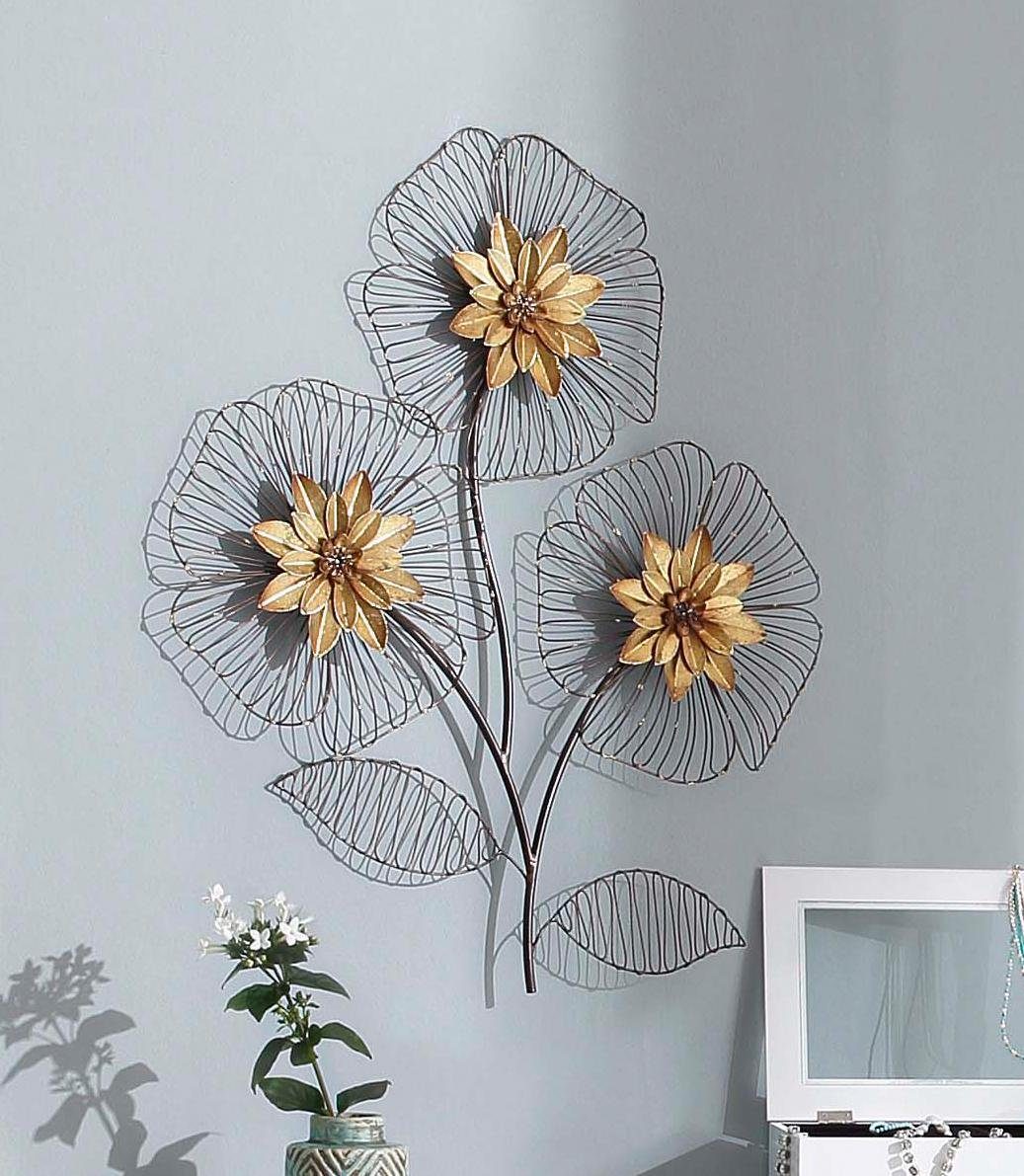 MORE Metall LIVING Blumenbouquet, Wanddeko Wanddekoobjekt Blüten, AND Motiv Wanddekoration, HOFMANN aus