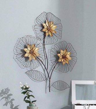 HOFMANN LIVING AND MORE Wanddekoobjekt Wanddeko Blumenbouquet, Wanddekoration, Motiv Blüten, aus Metall