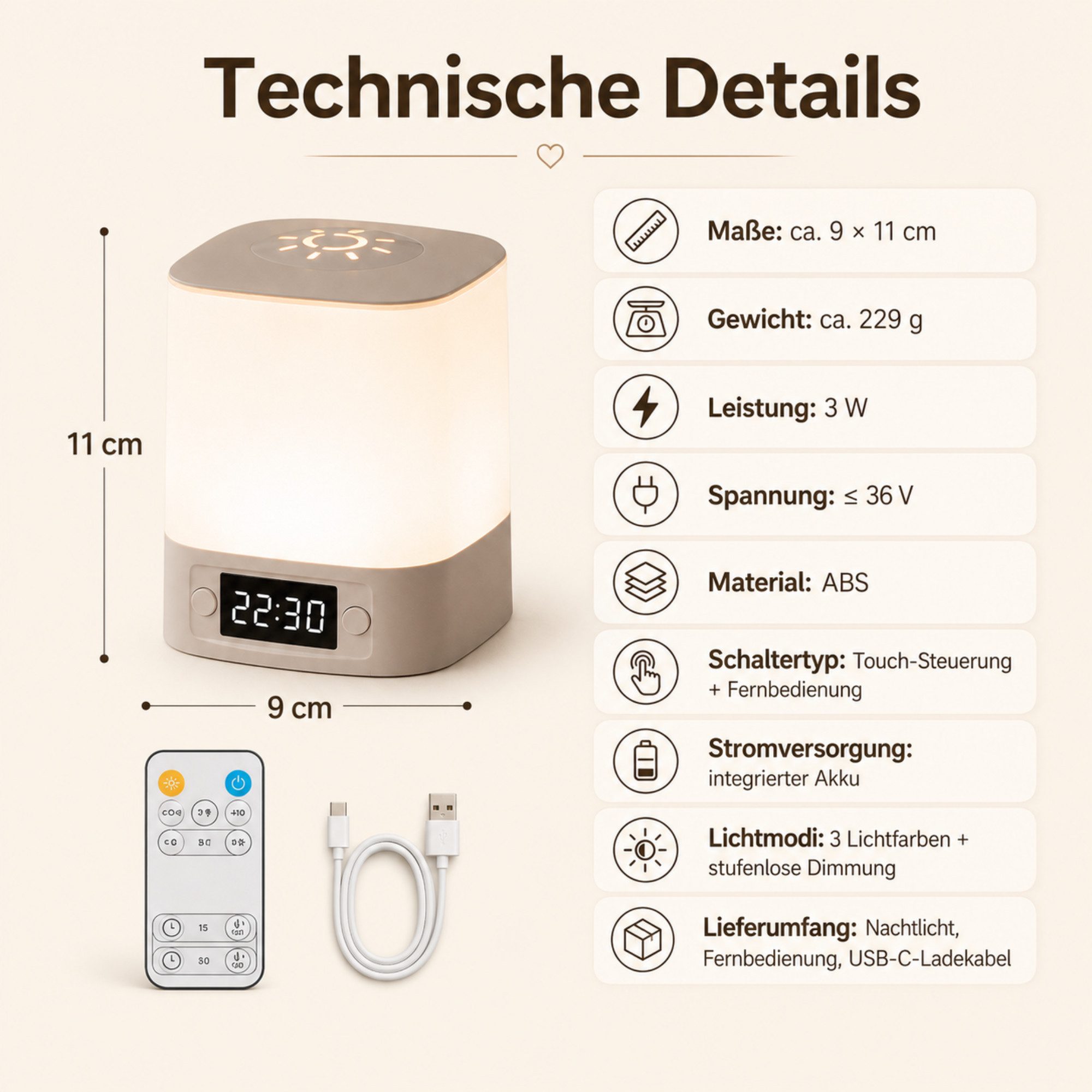 Luckice LED Nachttischlampe LED Nachtlicht,Touch-Lampe,Tisch-Nachttischlampen,Schlafzimmer Lampe, Soft Light Touch Tischlampe für Augenschutz, Die LED kann nich – Bild 5 von 5