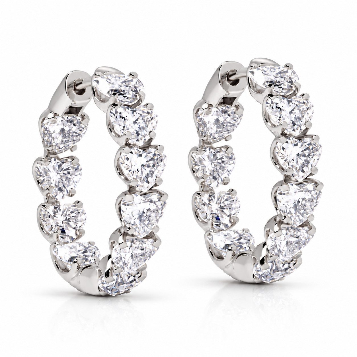 ROUGEMONT Paar Creolen Funkelnde Herz Damen Creolen Ohrringe 925 Silber 18K Gold, Echtschmuck