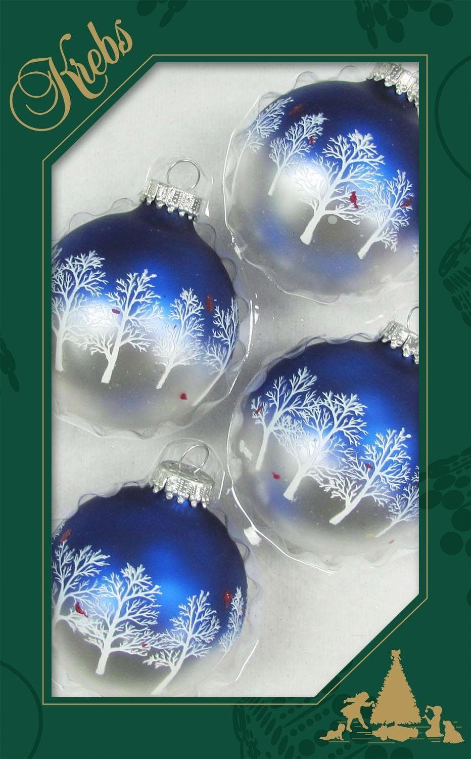Krebs Glas Lauscha Weihnachtsbaumkugel Kardinal, Weihnachtsdeko, Christbaumschmuck, Christbaumkugeln Glas (4 St)
