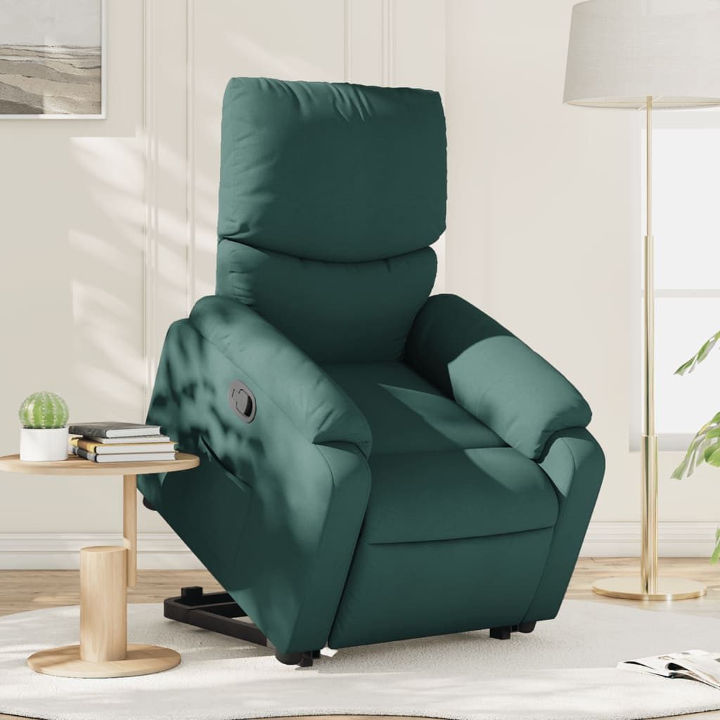 furnicato Massagesessel Relaxsessel mit Aufstehhilfe 75x99x99 cm Dunkelgrün (1-St), Elektrischer Liftstuhl mit Liegefunktion und praktischer Seitentasche