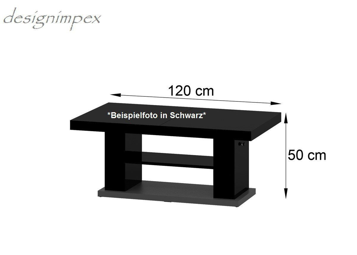 - HN-777 Cappuccino Hochglanz designimpex Cappuccino ausziehbar höhenverstellbar Nussbaum Couchtisch Hochglanz