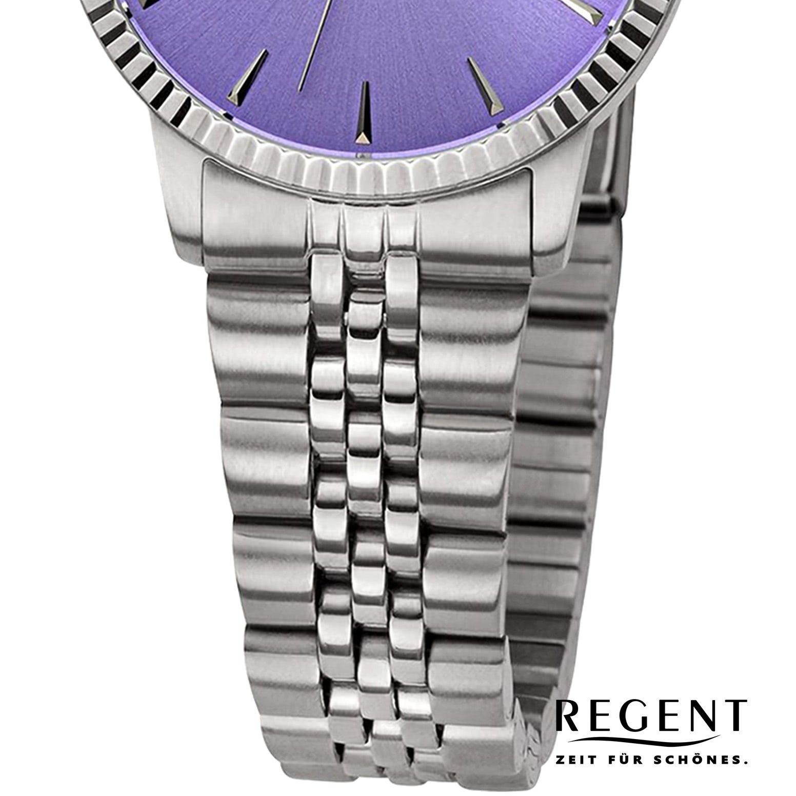 Regent Quarzuhr Regent Damen Armbanduhr Analog, (Analoguhr), Damen Armbanduhr rund, extra groß (ca. 30,5mm), Metallarmband