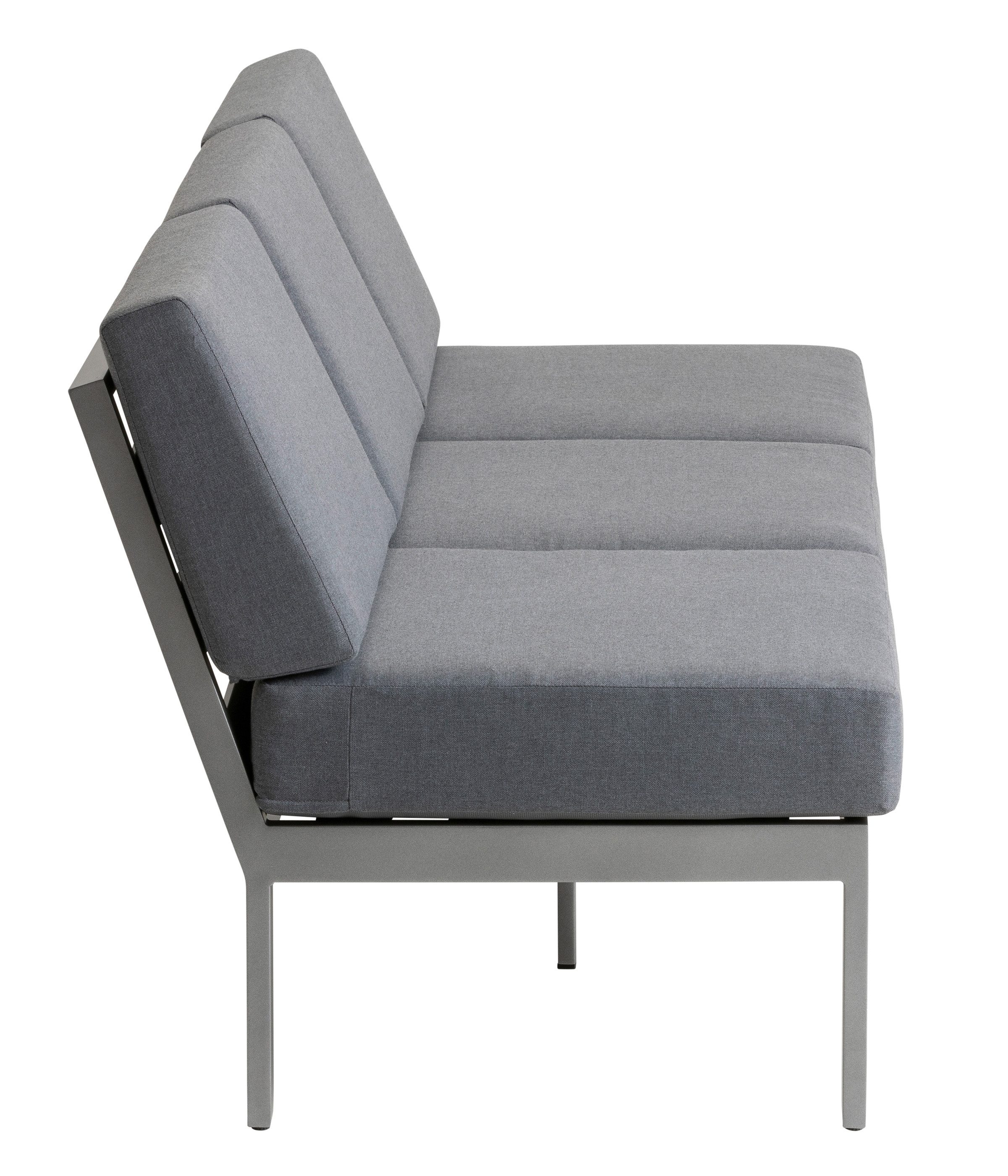 Dehner Gartenlounge-Set Loungebank Chicago, 195 x 79.5 x 76.5 cm, Aluminium / Polyester, moderner 3-Sitzer inkl. wasserabweisender Sitzpolster