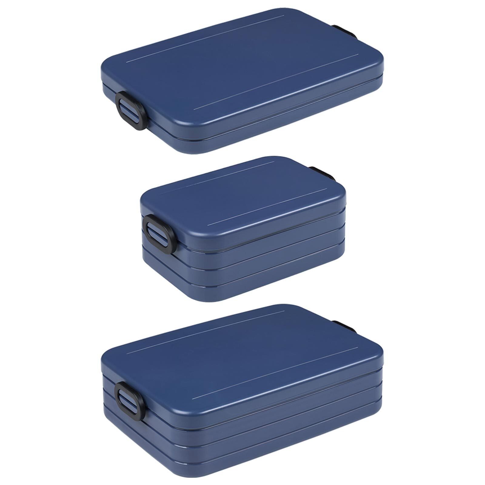 Mepal Lunchbox Take a Midi 3er Flat Break (ABS), Spülmaschinengeeignet Lunchboxen Denim (3-tlg), Large Set, Nordic Acrylnitril-Butadien-Styrol