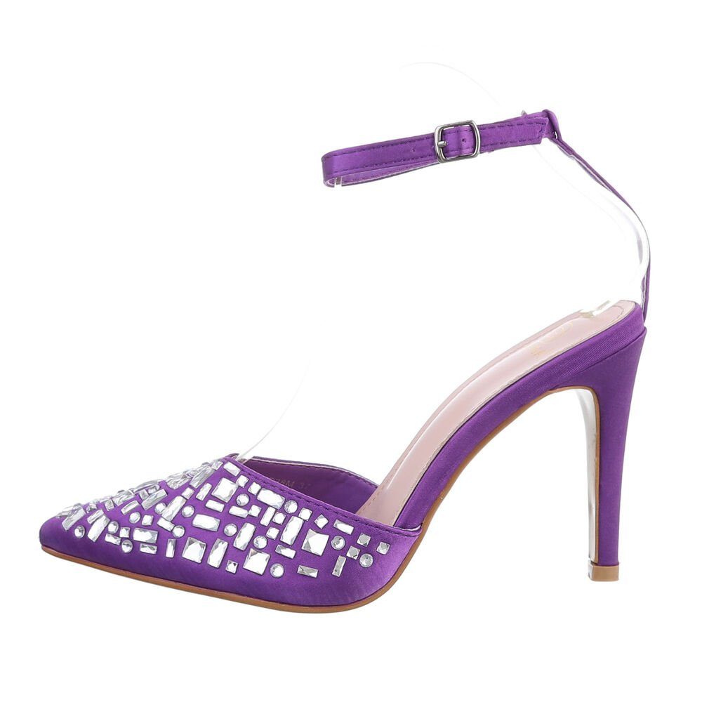 Ital-Design Damen Abendschuhe Party & Clubwear Schnürpumps Pfennig-/Stilettoabsatz High Heel Туфли in Lila