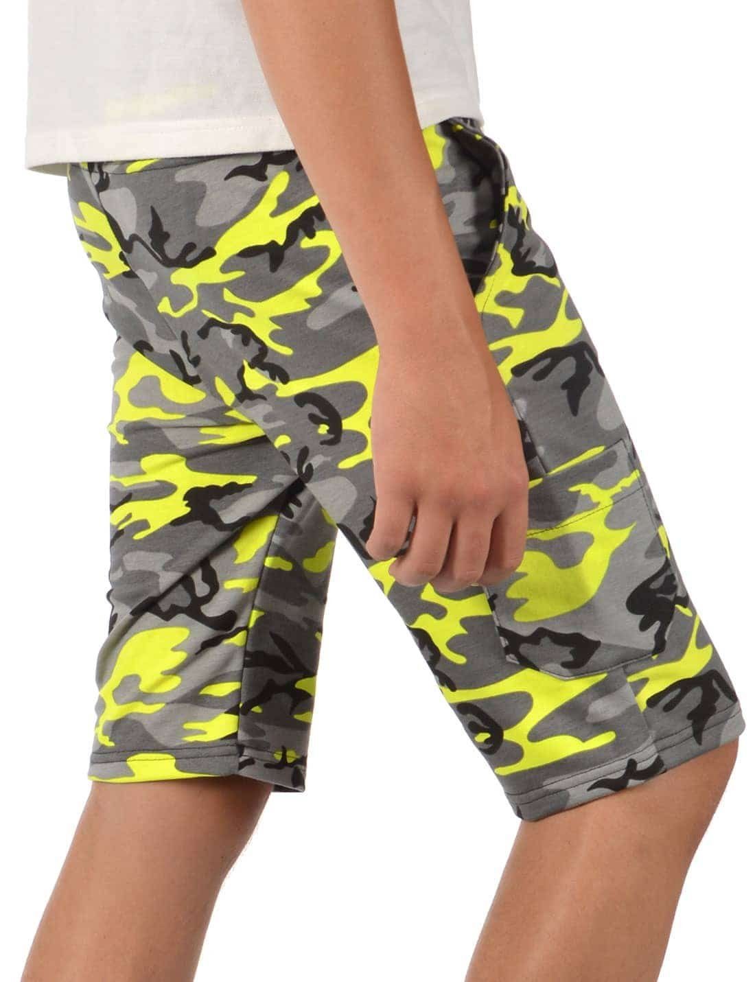 Cargoshorts Shorts Stoff Jungen BEZLIT Kinder Camouflage Uni Casual (1-tlg) Camouflage Gelb