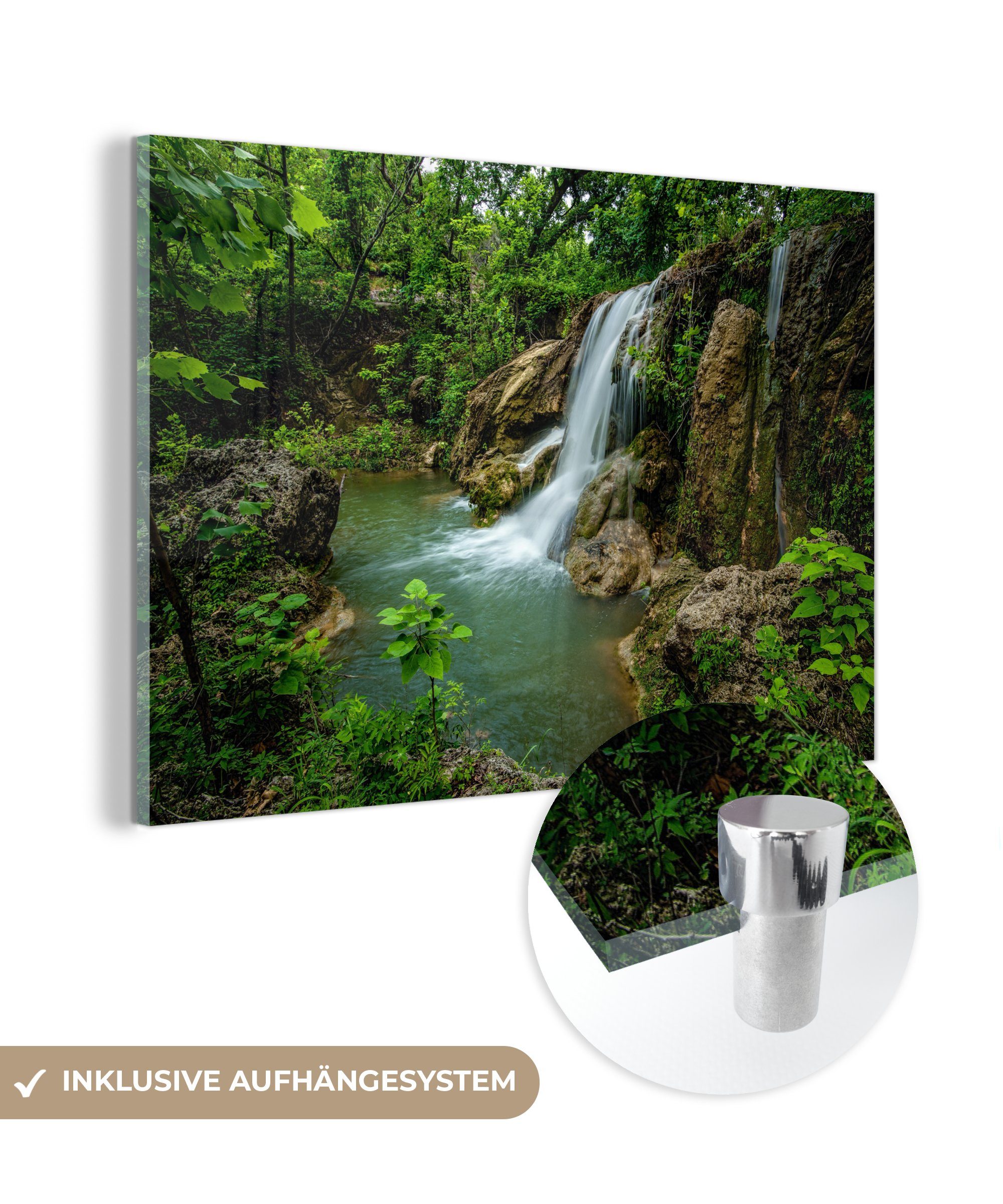 MuchoWow Acrylglasbild Wasserfall im Wald von Oklahoma, (1 St), Acrylglasbilder Wohnzimmer & Schlafzimmer